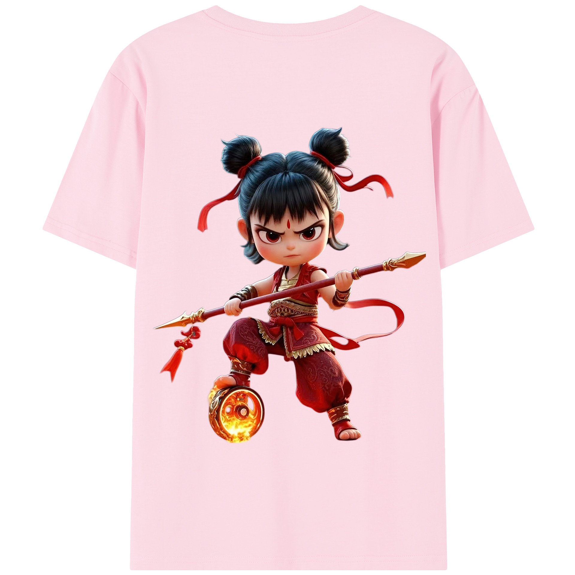 （画像用） Ne Zha 2 ナタ 魔童の大暴れ 綿100％半袖Tシャツ（背面プリント）