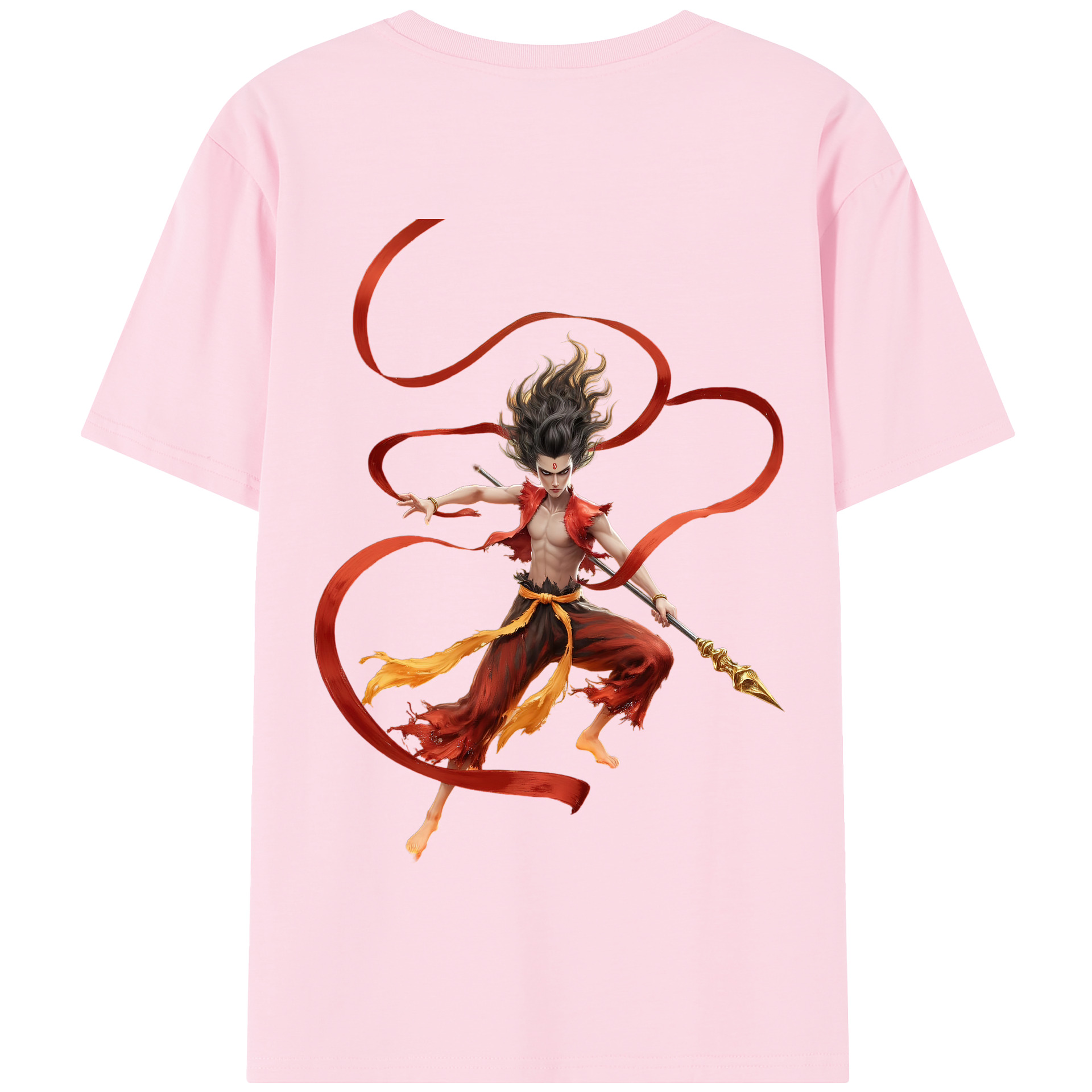 （画像用） Ne Zha 2 ナタ 魔童の大暴れ 綿100％半袖Tシャツ（背面プリント）