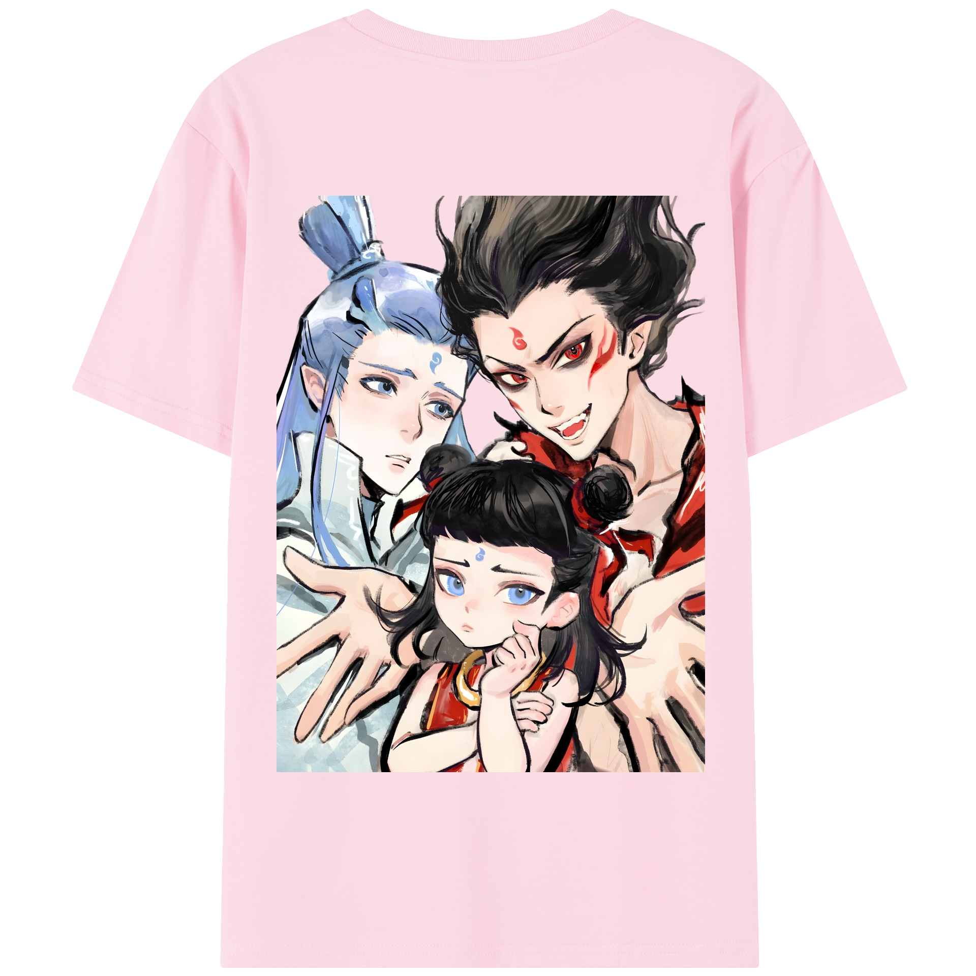 （画像用） Ne Zha 2 ナタ 魔童の大暴れ 綿100％半袖Tシャツ（背面プリント）