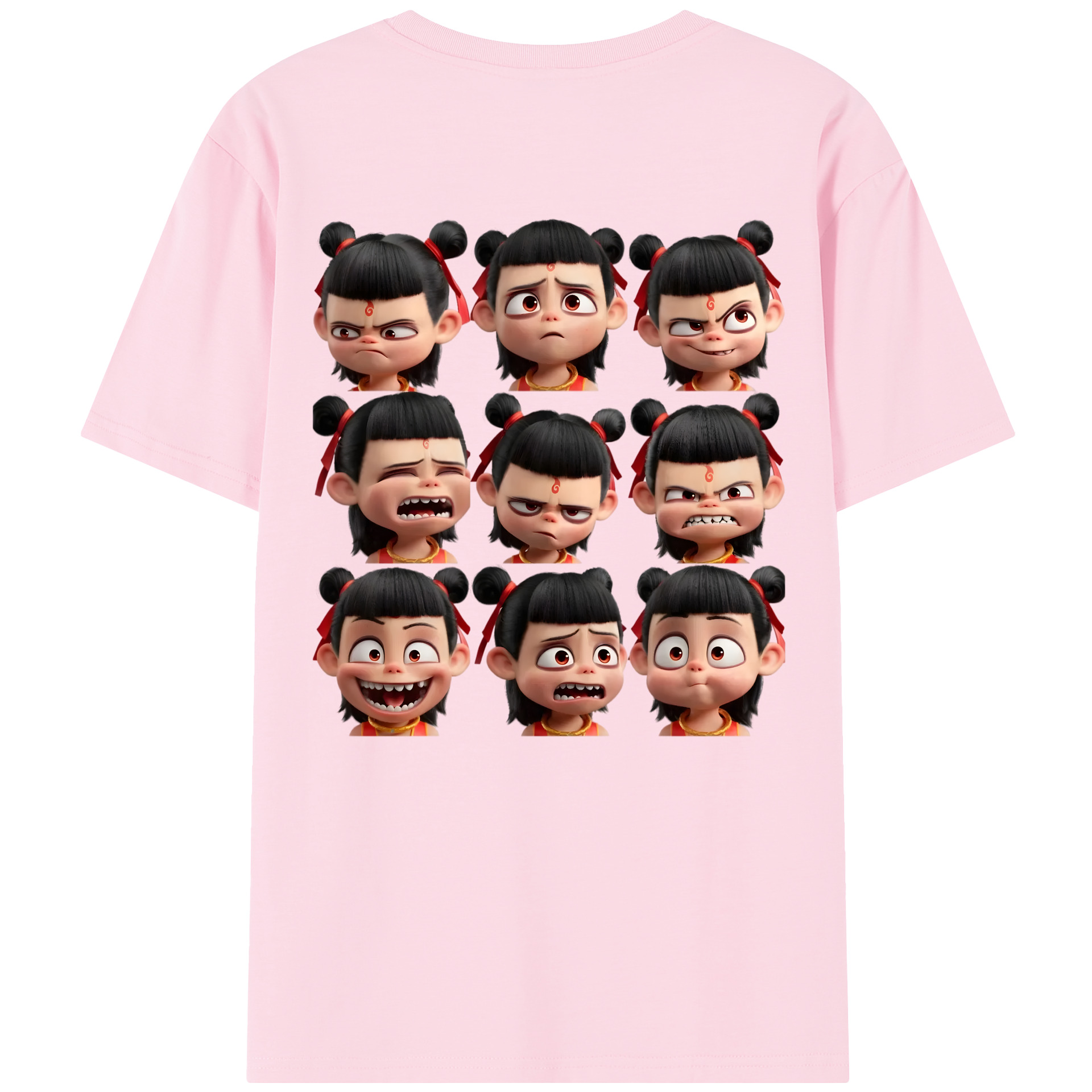 （画像用） Ne Zha 2 ナタ 魔童の大暴れ 綿100％半袖Tシャツ（背面プリント）