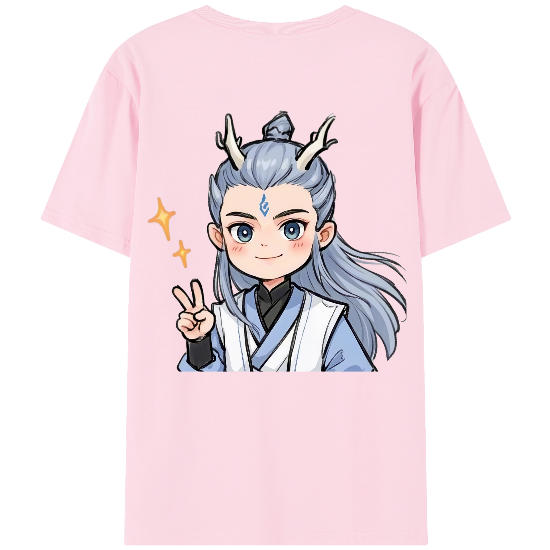 （画像用） Ne Zha 2 ナタ 魔童の大暴れ 綿100％半袖Tシャツ（背面プリント）
