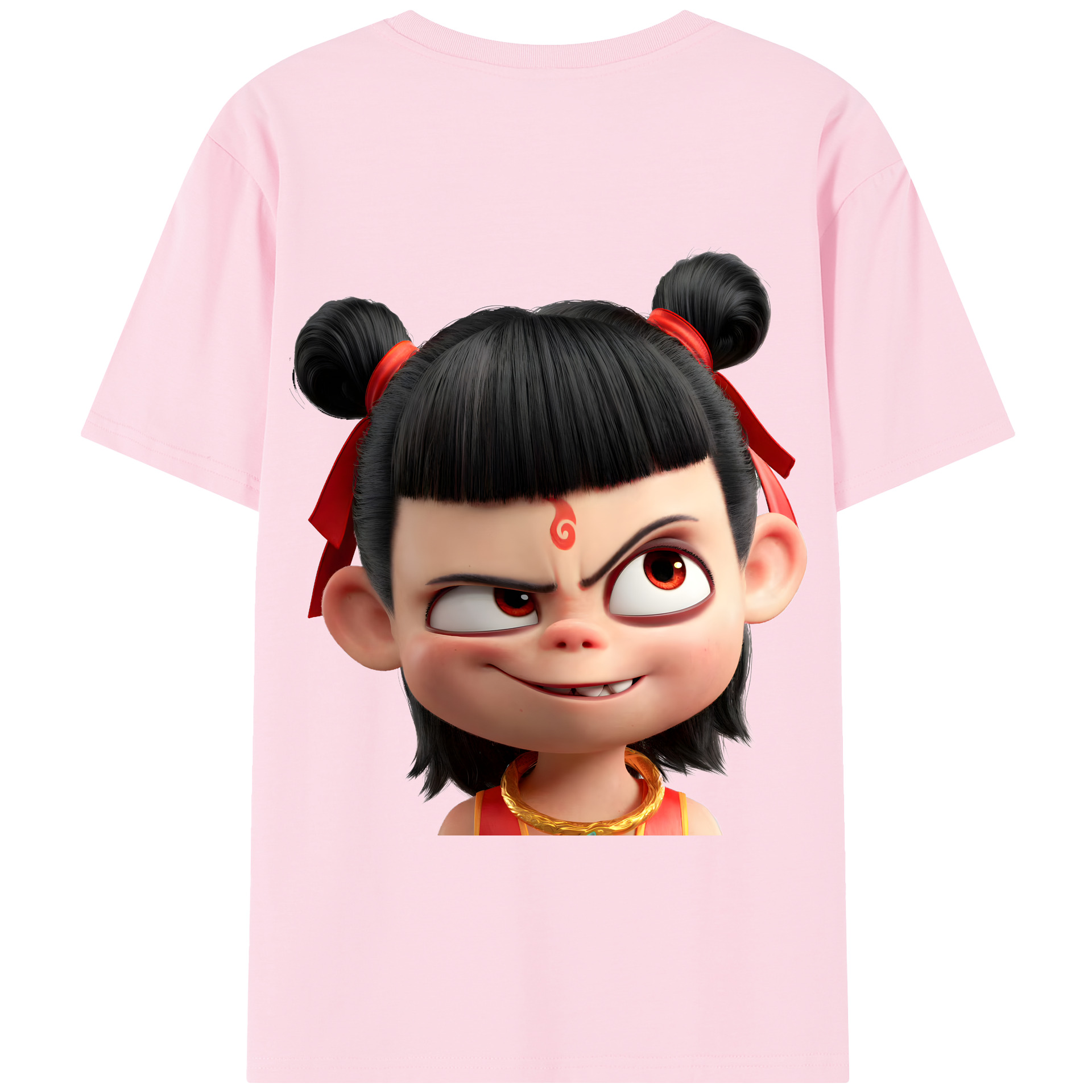 （画像用） Ne Zha 2 ナタ 魔童の大暴れ 綿100％半袖Tシャツ（背面プリント）