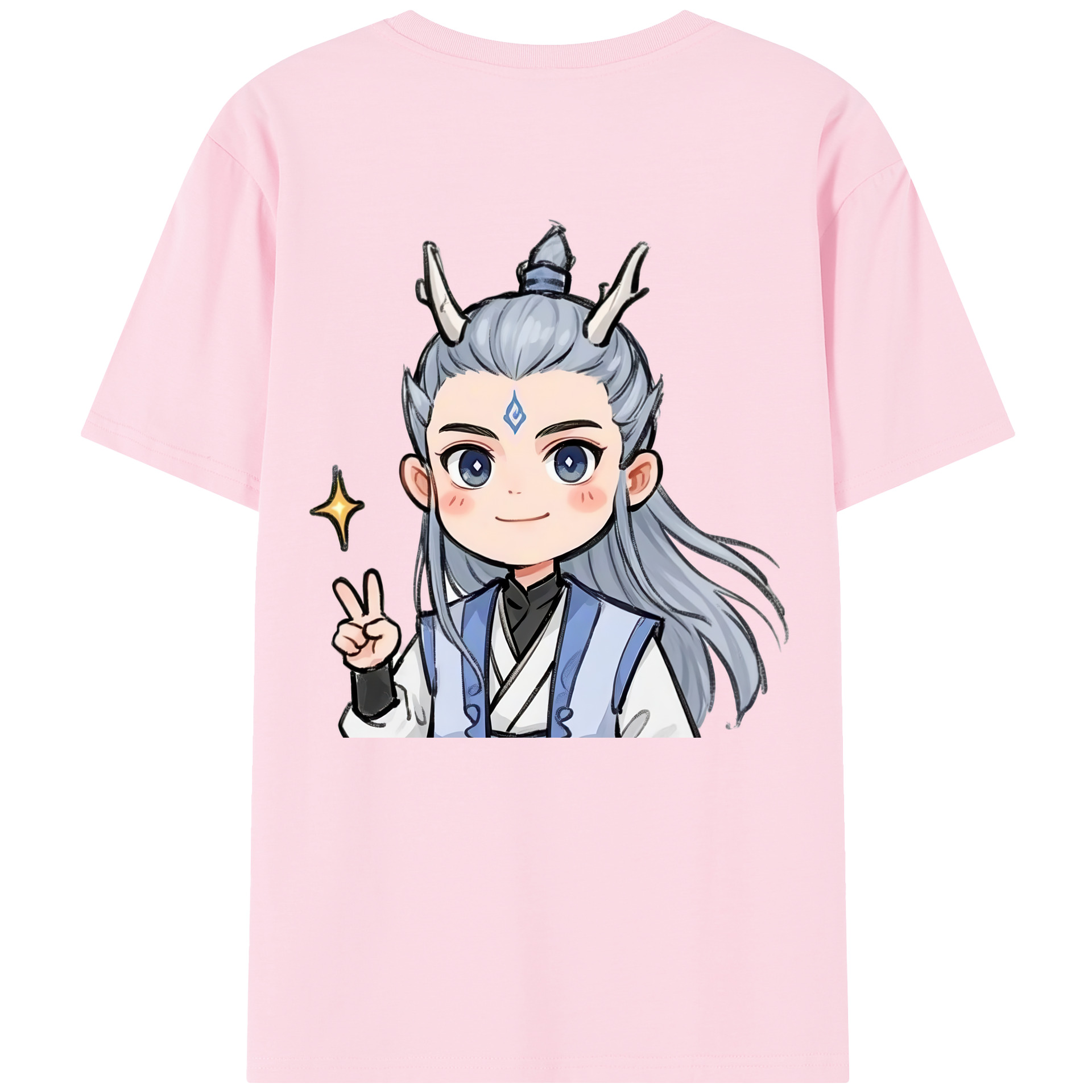 （画像用） Ne Zha 2 ナタ 魔童の大暴れ 綿100％半袖Tシャツ（背面プリント）