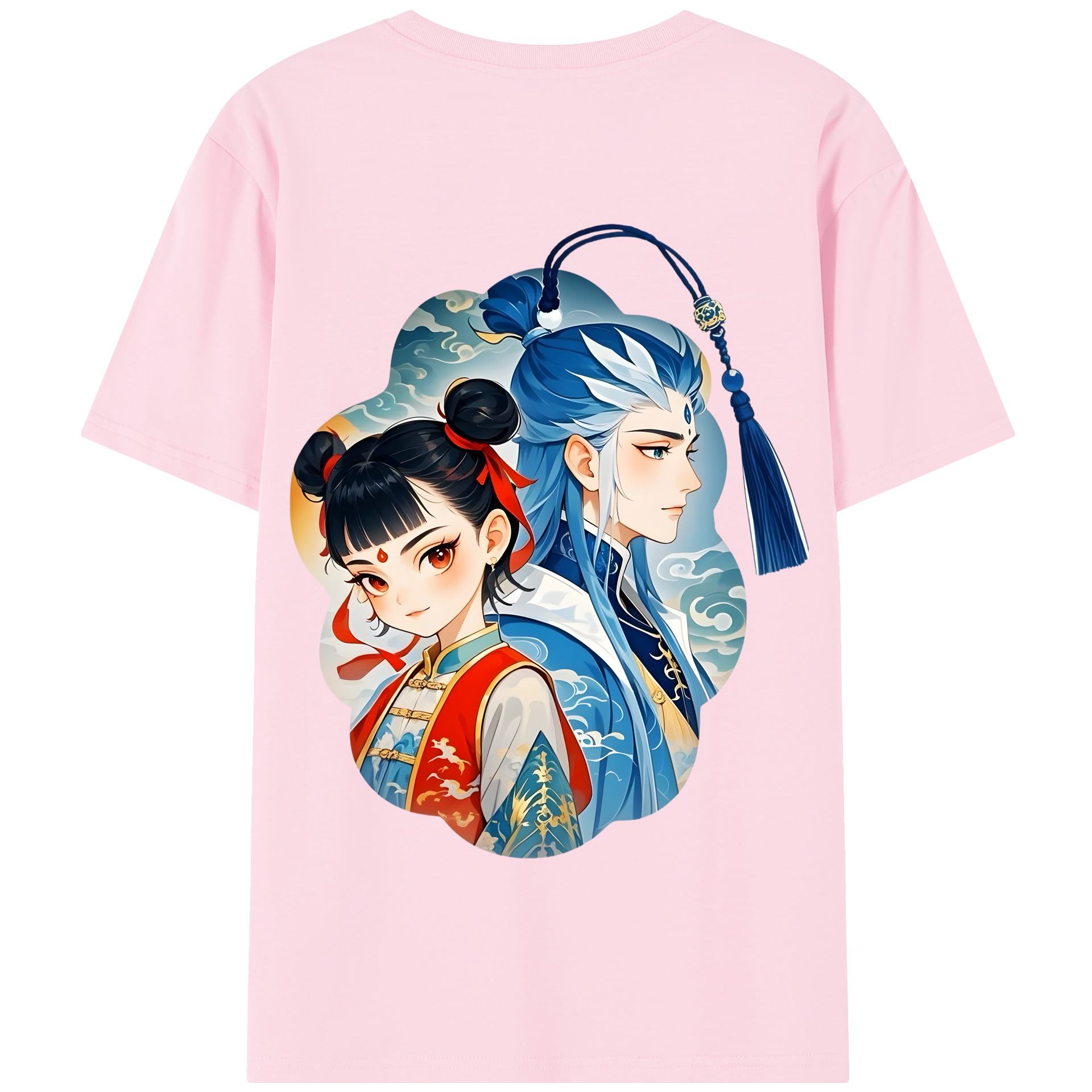 （画像用） Ne Zha 2 ナタ 魔童の大暴れ 綿100％半袖Tシャツ（背面プリント）
