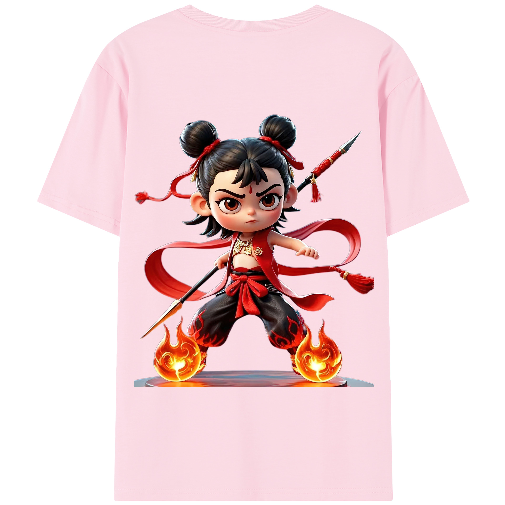 （画像用） Ne Zha 2 ナタ 魔童の大暴れ 綿100％半袖Tシャツ（背面プリント）