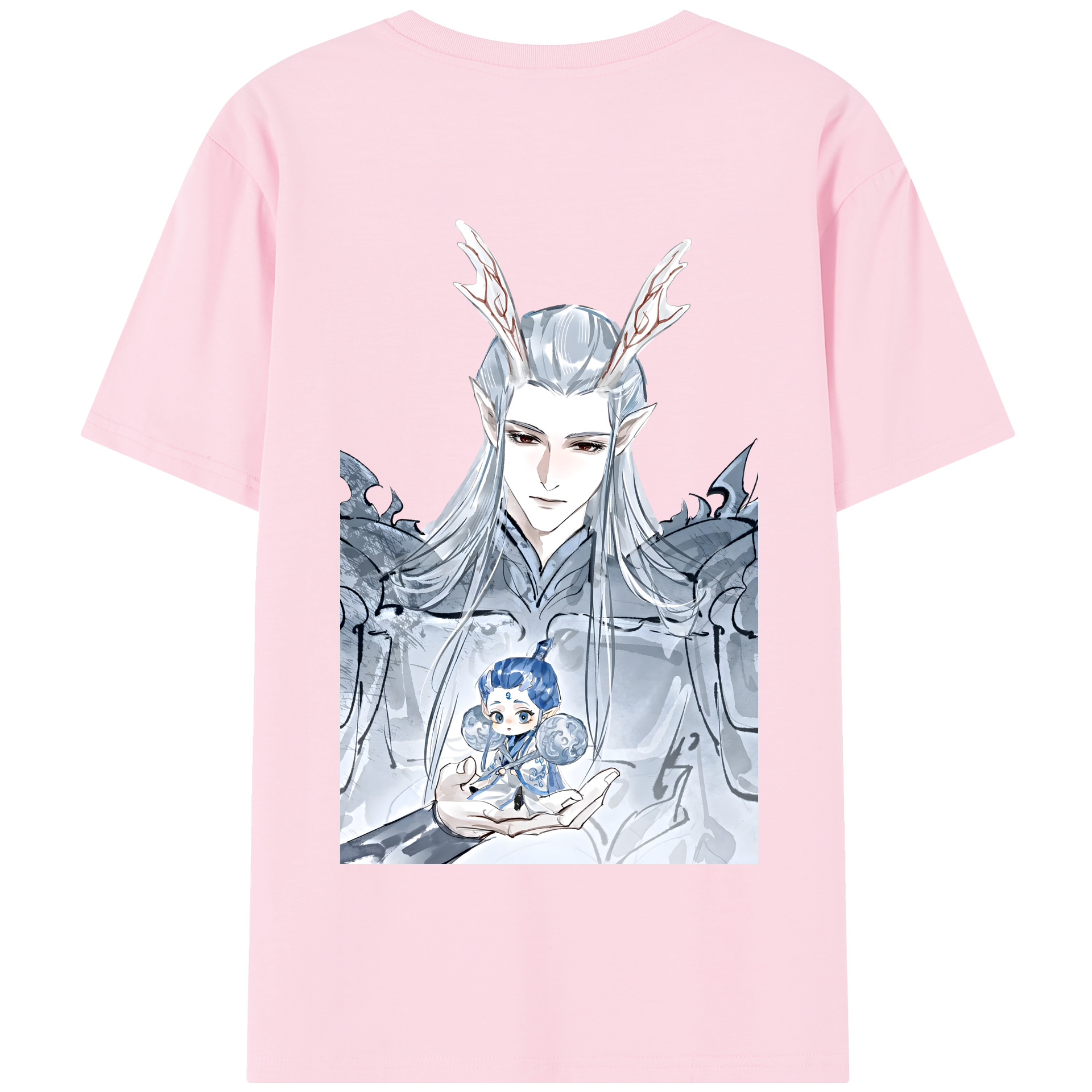 （画像用） Ne Zha 2 ナタ 魔童の大暴れ 綿100％半袖Tシャツ（背面プリント）