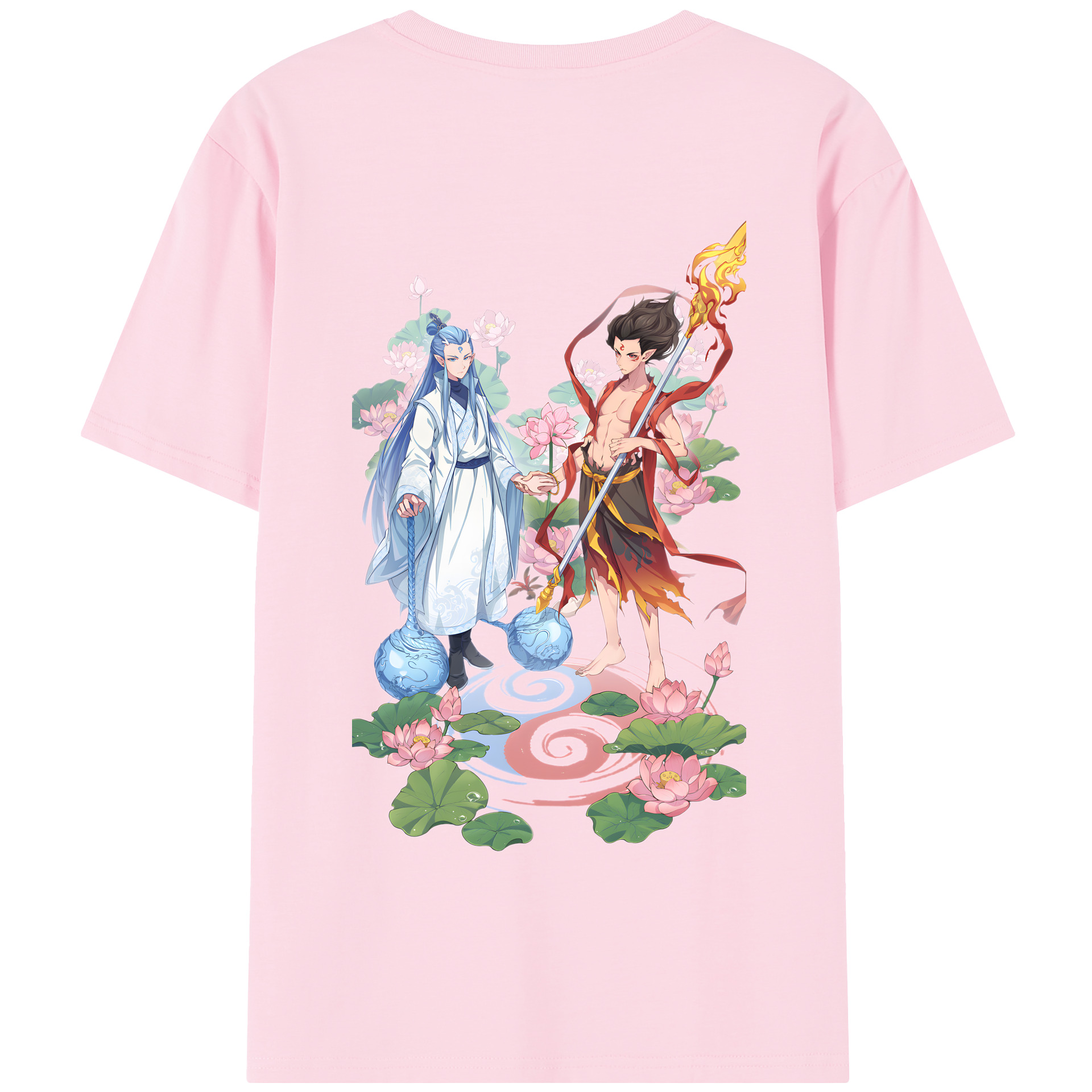 （画像用） Ne Zha 2 ナタ 魔童の大暴れ 綿100％半袖Tシャツ（背面プリント）