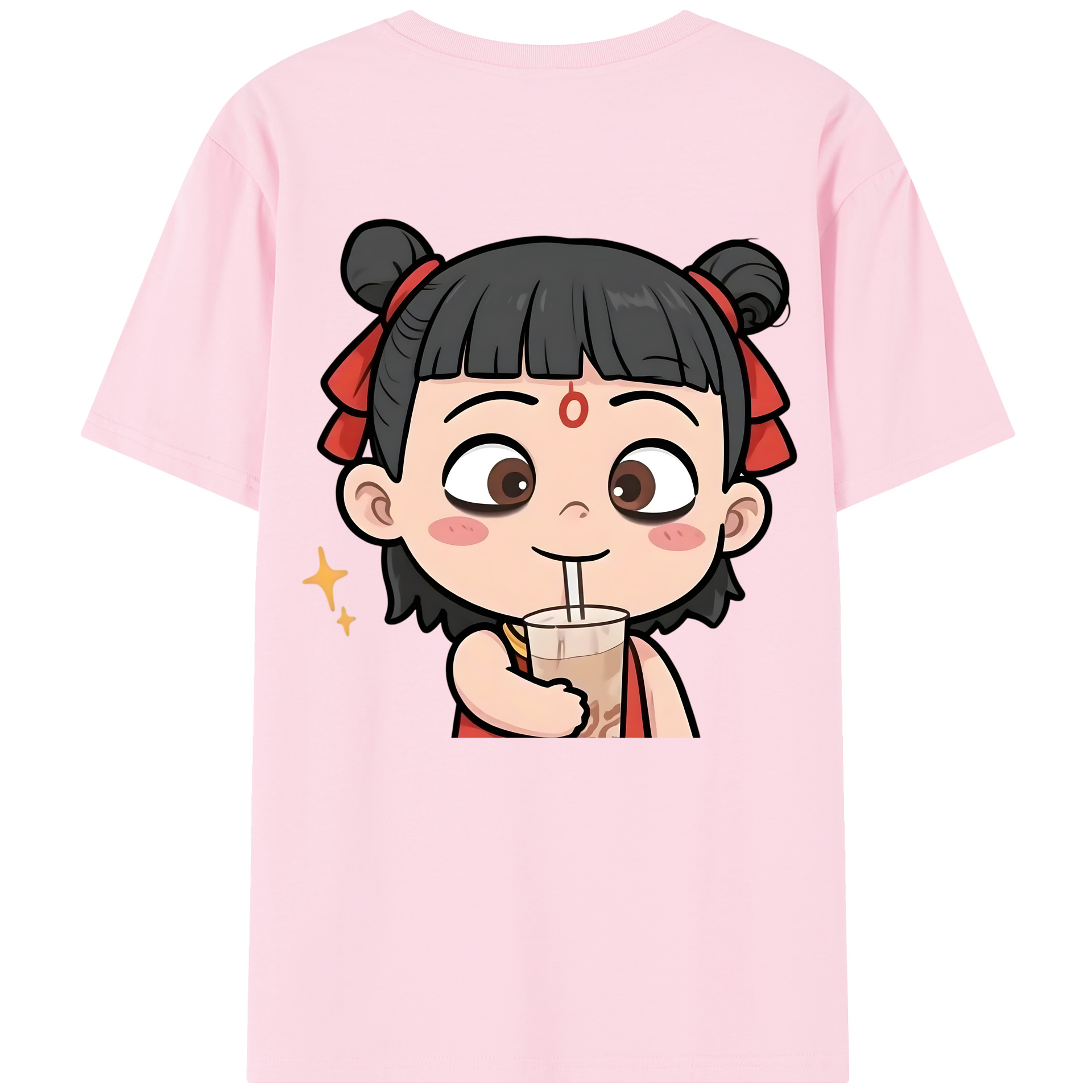 （画像用） Ne Zha 2 ナタ 魔童の大暴れ 綿100％半袖Tシャツ（背面プリント）