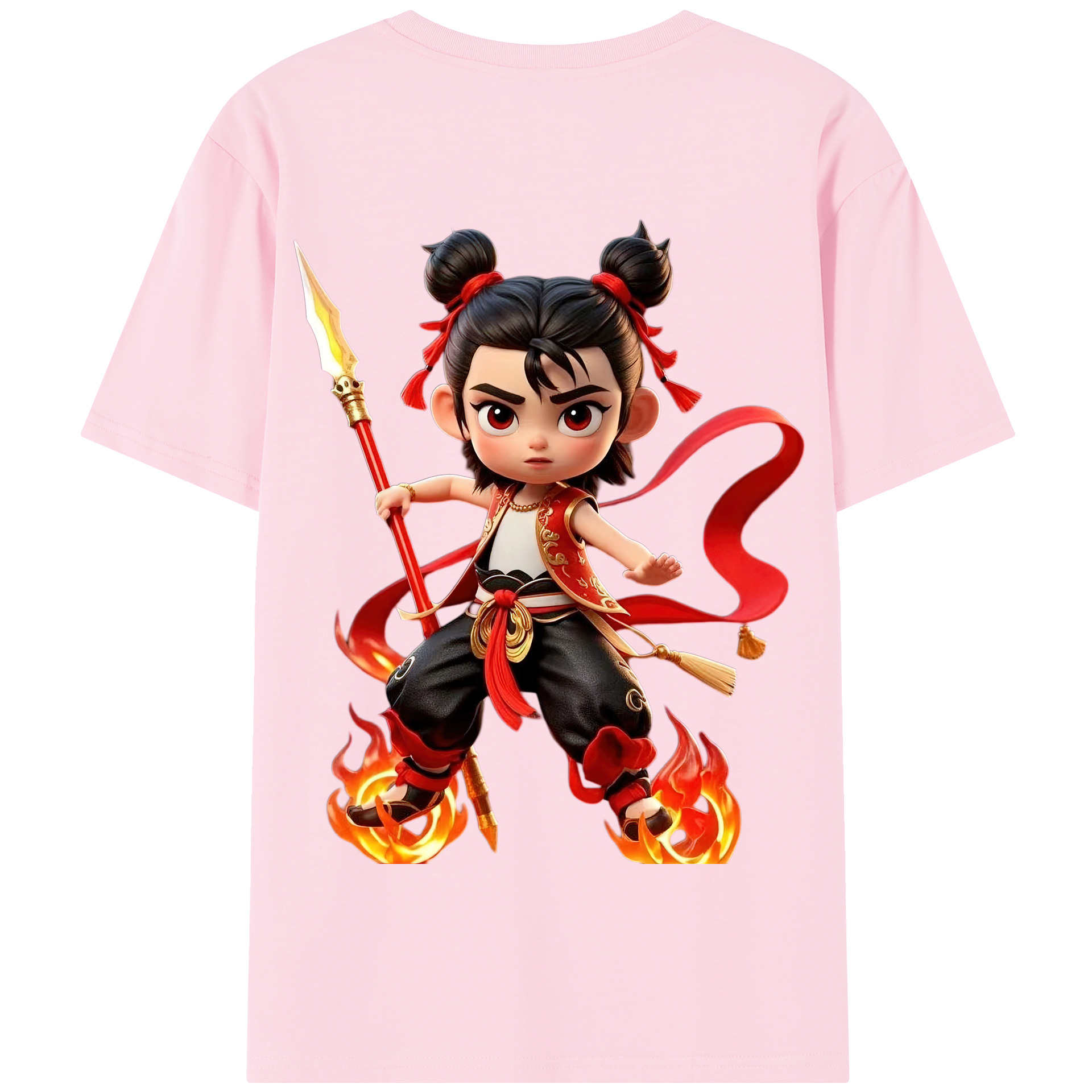 （画像用） Ne Zha 2 ナタ 魔童の大暴れ 綿100％半袖Tシャツ（背面プリント）