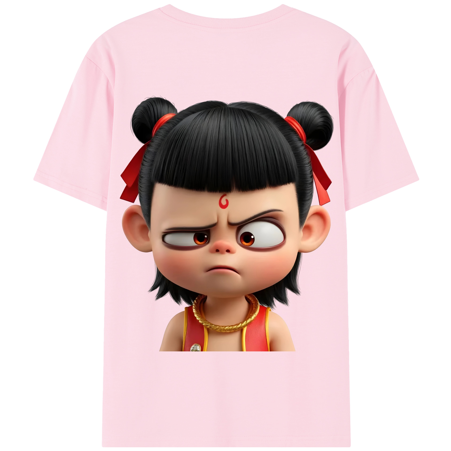 （画像用） Ne Zha 2 ナタ 魔童の大暴れ 綿100％半袖Tシャツ（背面プリント）