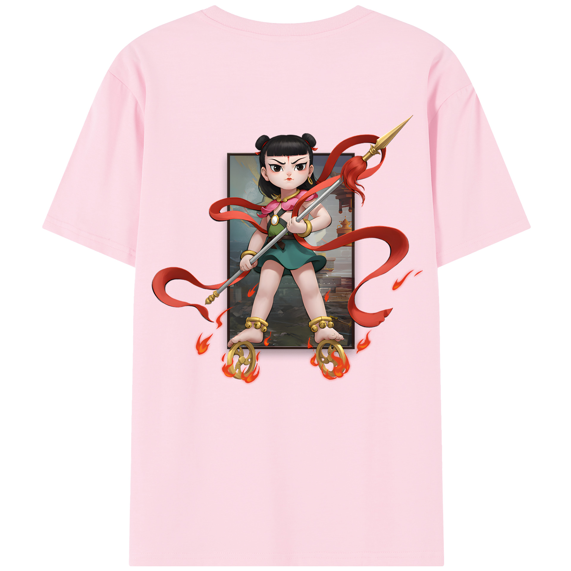（画像用） Ne Zha 2 ナタ 魔童の大暴れ 綿100％半袖Tシャツ（背面プリント）