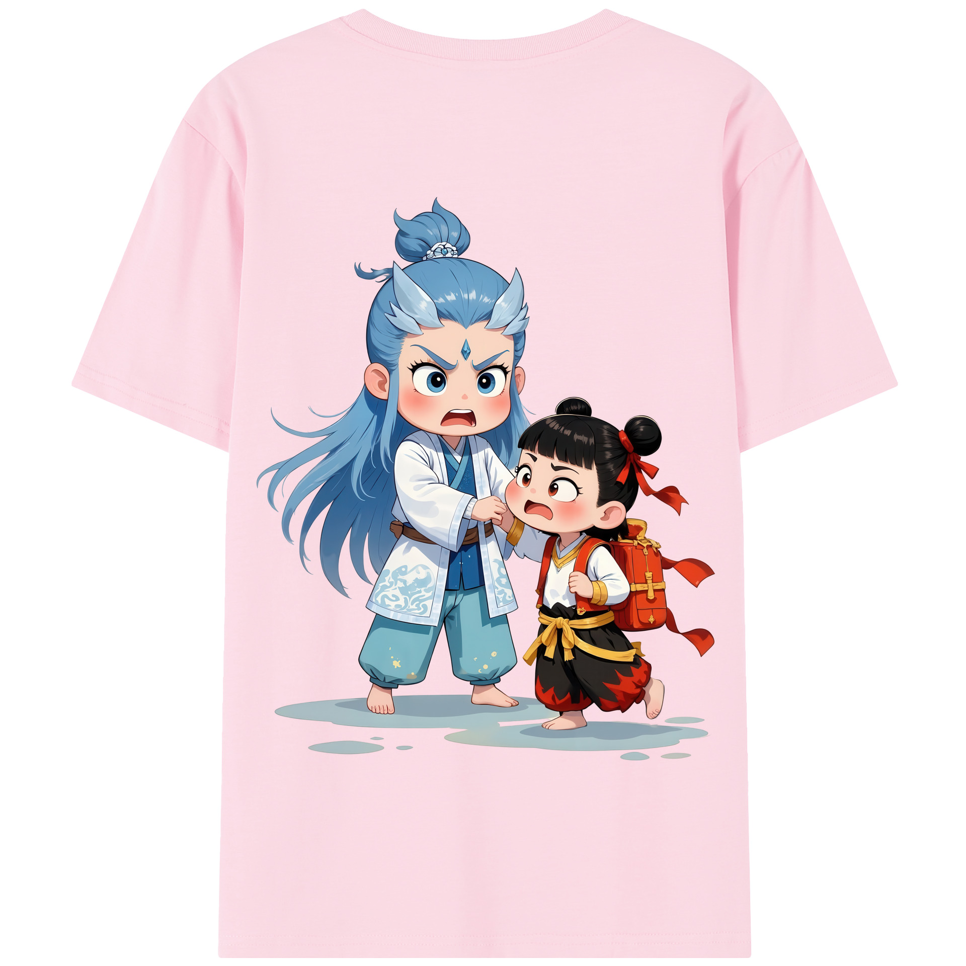 （画像用） Ne Zha 2 ナタ 魔童の大暴れ 綿100％半袖Tシャツ（背面プリント）