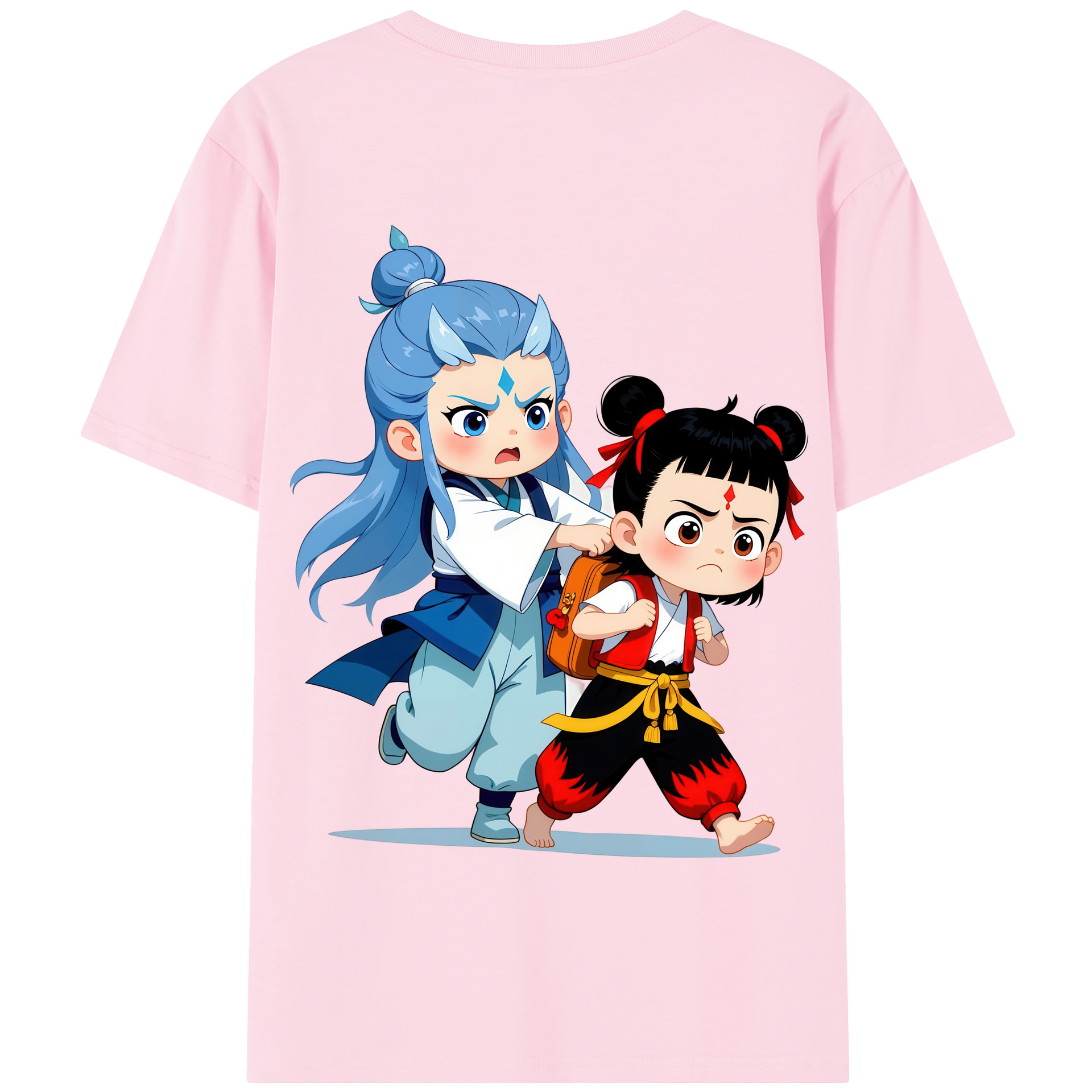 （画像用） Ne Zha 2 ナタ 魔童の大暴れ 綿100％半袖Tシャツ（背面プリント）