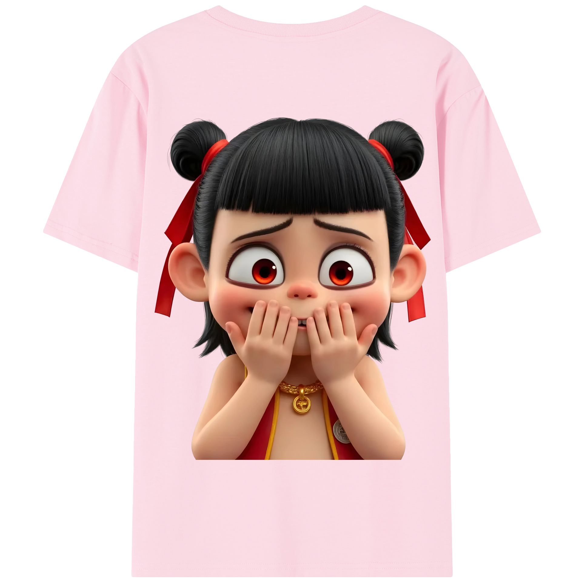 （画像用） Ne Zha 2 ナタ 魔童の大暴れ 綿100％半袖Tシャツ（背面プリント）