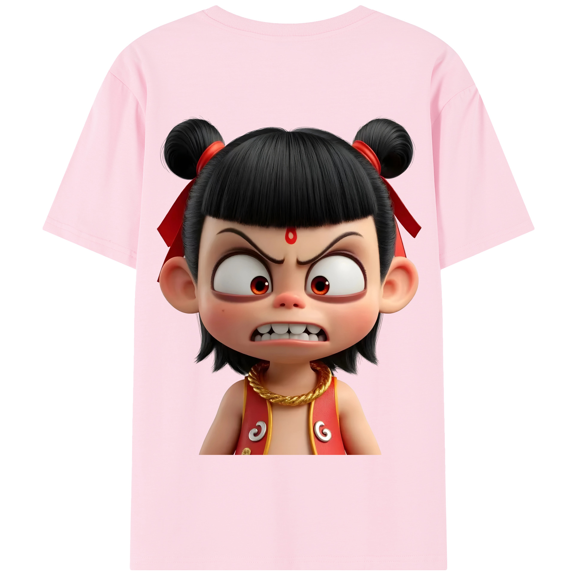 （画像用） Ne Zha 2 ナタ 魔童の大暴れ 綿100％半袖Tシャツ（背面プリント）