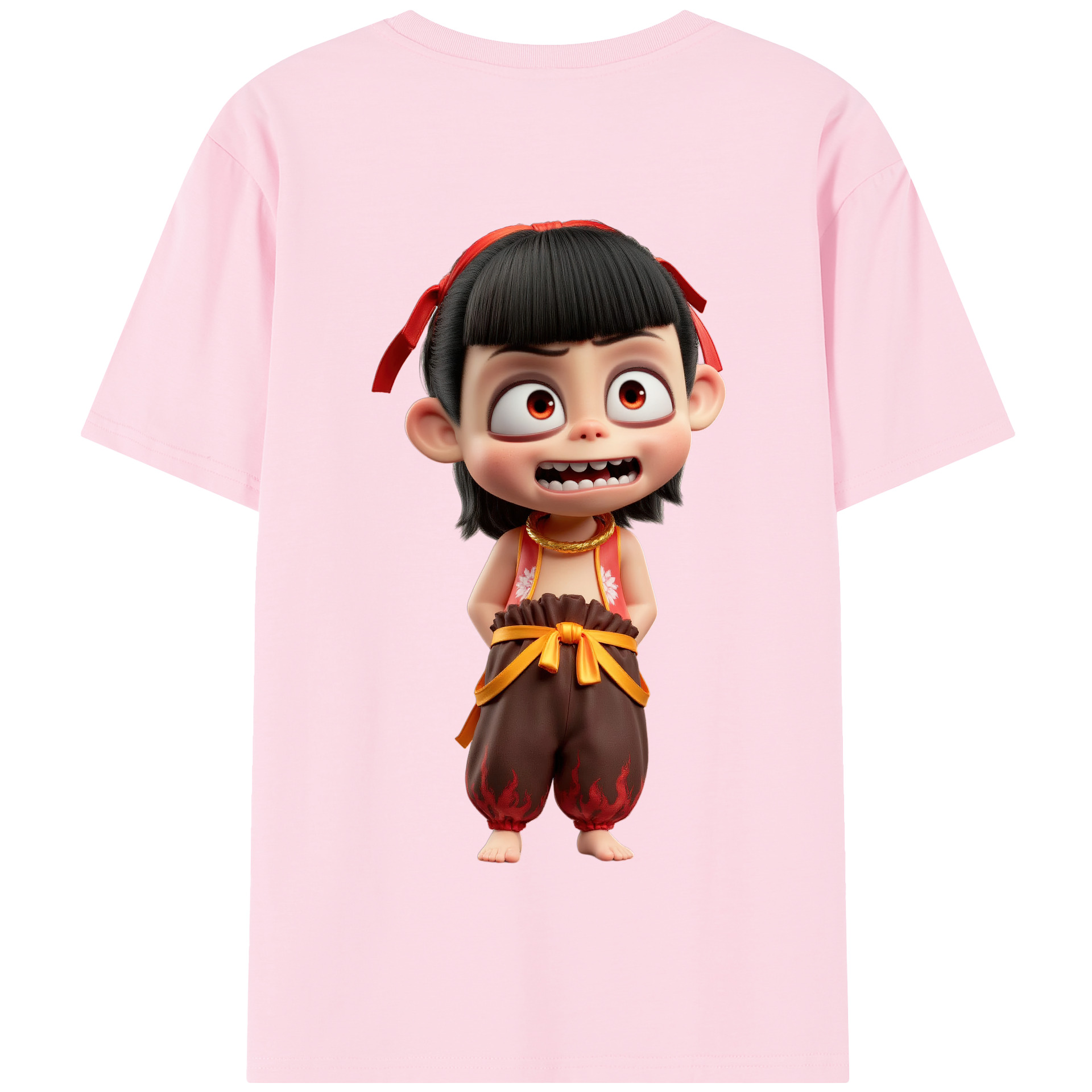 （画像用） Ne Zha 2 ナタ 魔童の大暴れ 綿100％半袖Tシャツ（背面プリント）