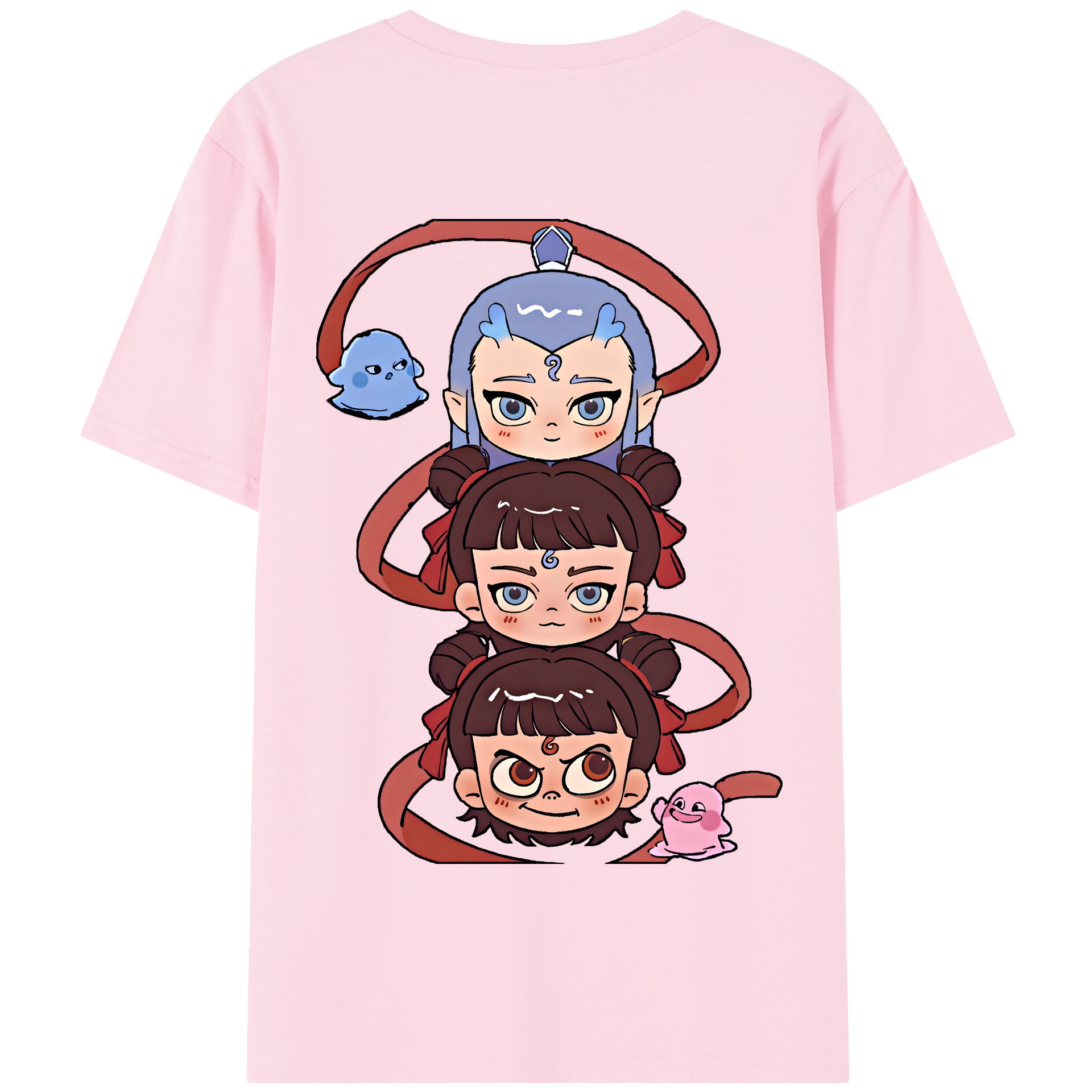 （画像用） Ne Zha 2 ナタ 魔童の大暴れ 綿100％半袖Tシャツ（背面プリント）