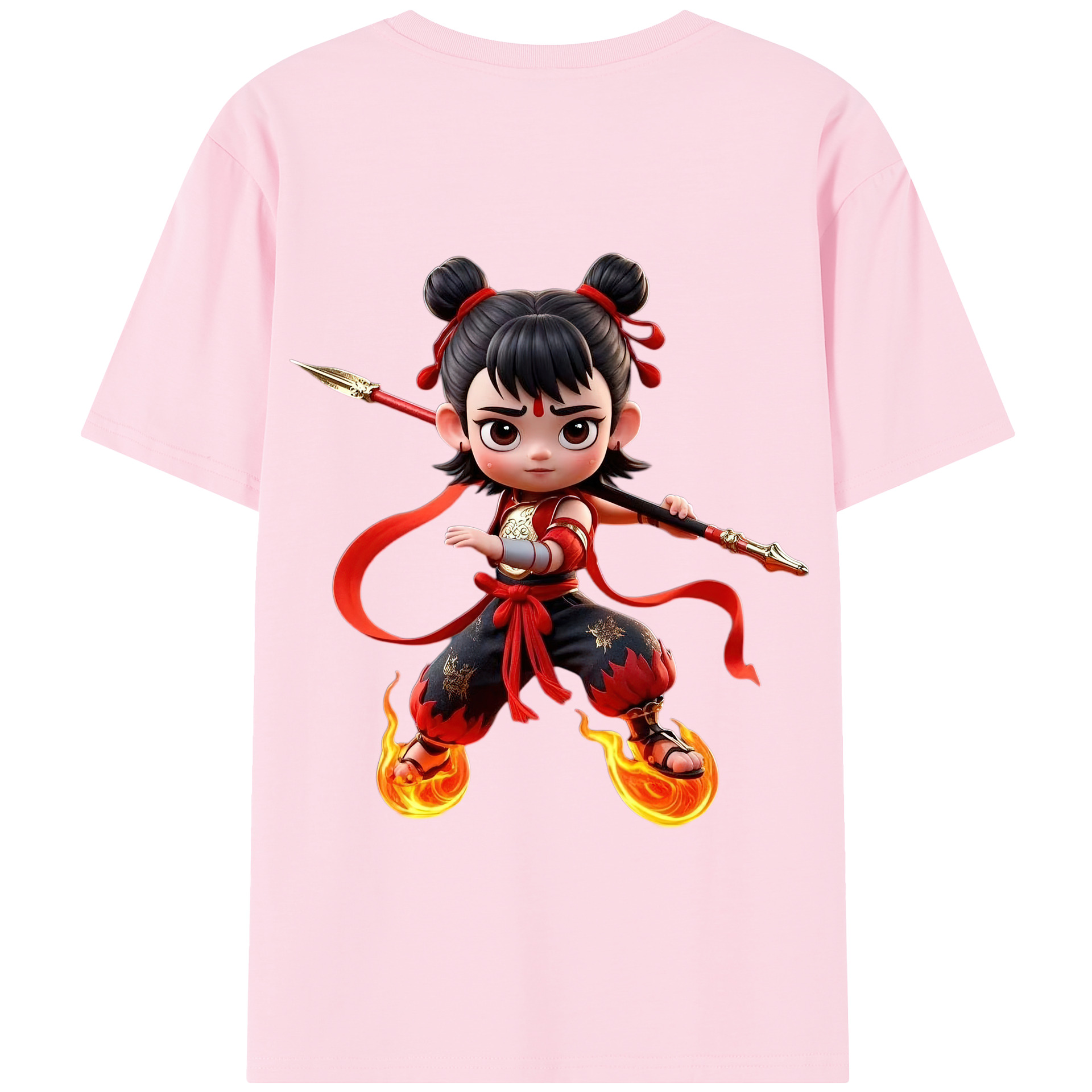 （画像用） Ne Zha 2 ナタ 魔童の大暴れ 綿100％半袖Tシャツ（背面プリント）