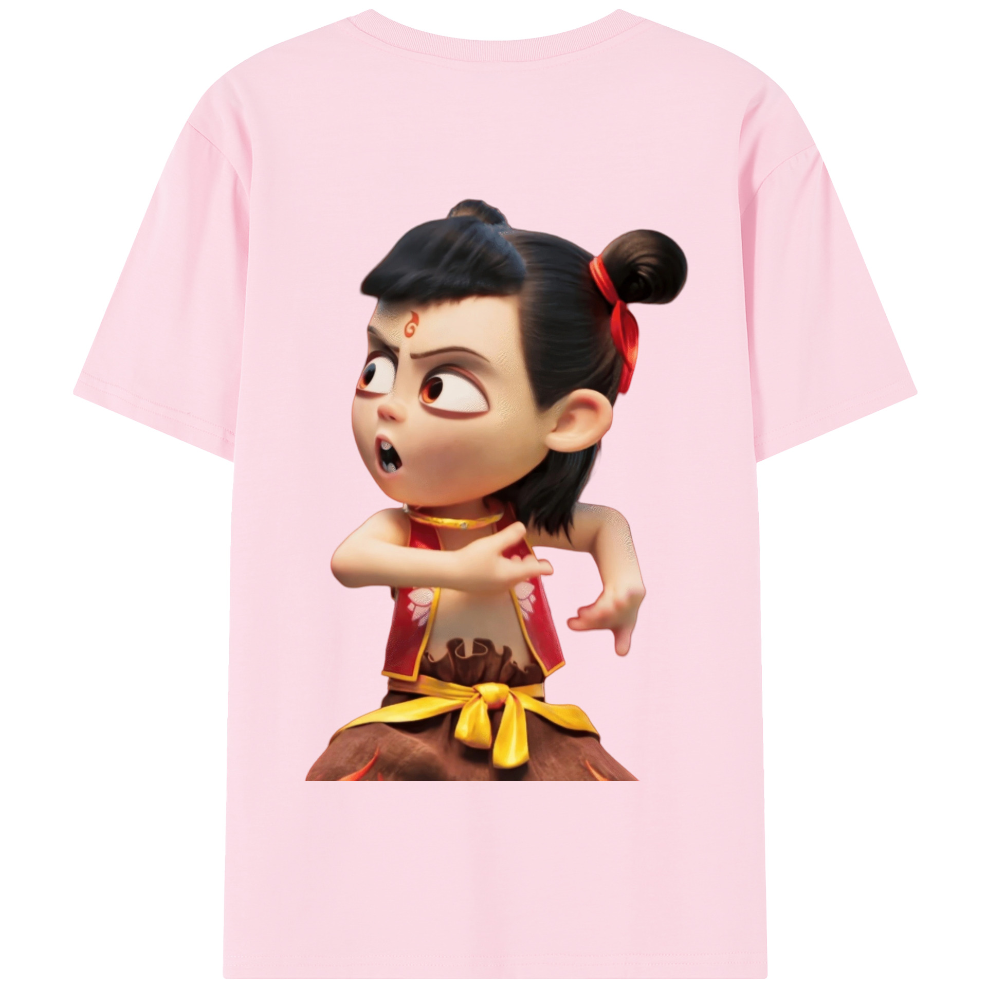 （画像用） Ne Zha 2 ナタ 魔童の大暴れ 綿100％半袖Tシャツ（背面プリント）