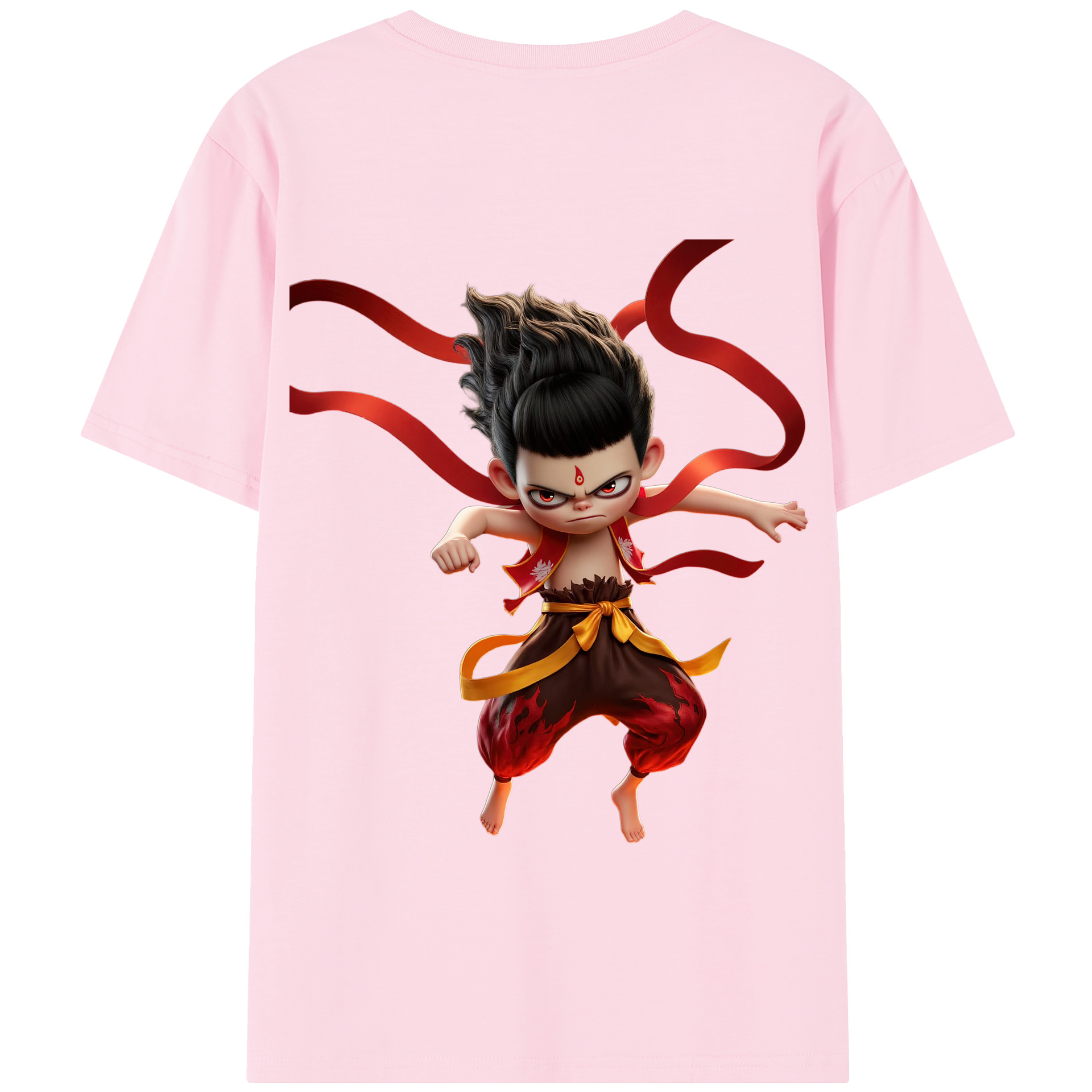 （画像用） Ne Zha 2 ナタ 魔童の大暴れ 綿100％半袖Tシャツ（背面プリント）
