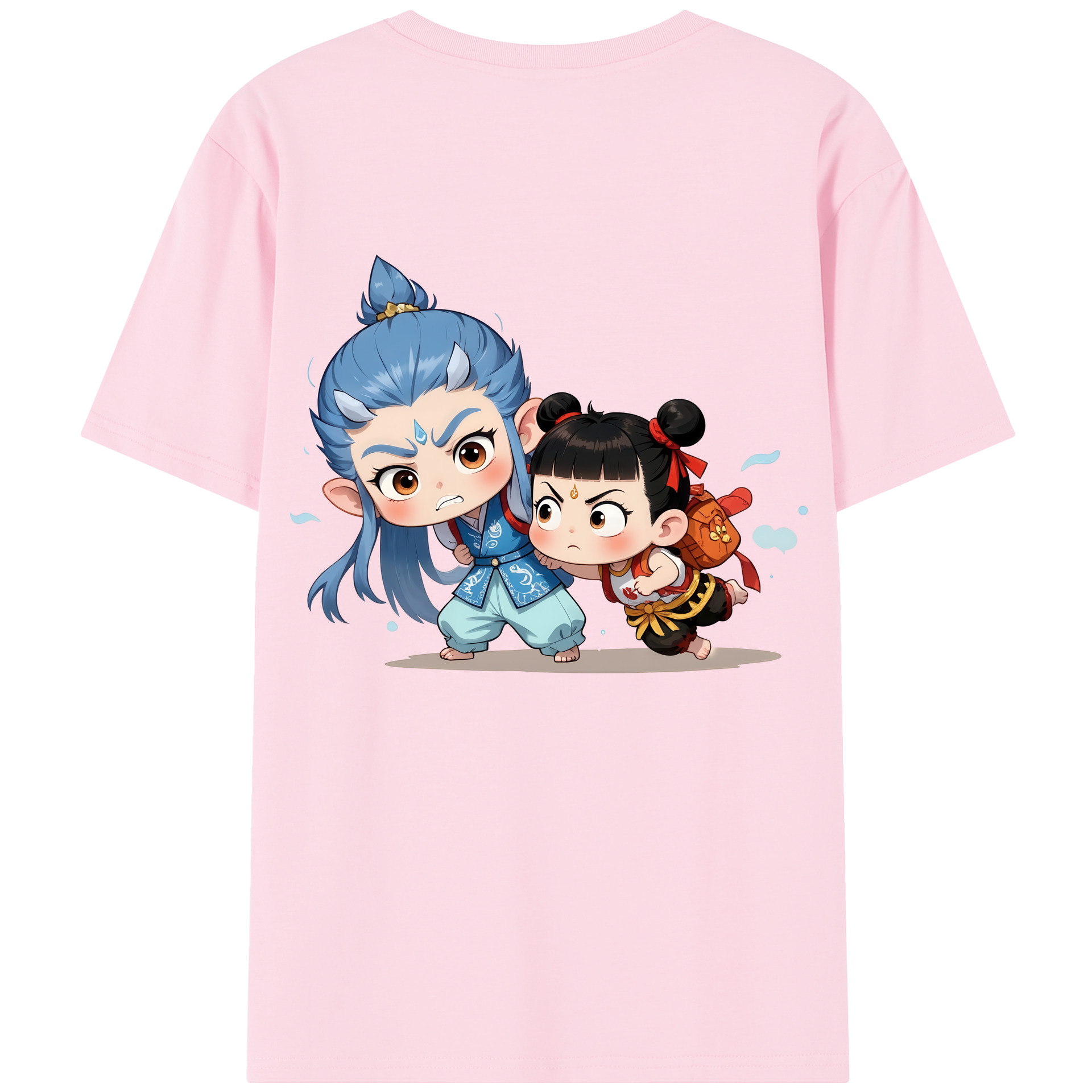 （画像用） Ne Zha 2 ナタ 魔童の大暴れ 綿100％半袖Tシャツ（背面プリント）
