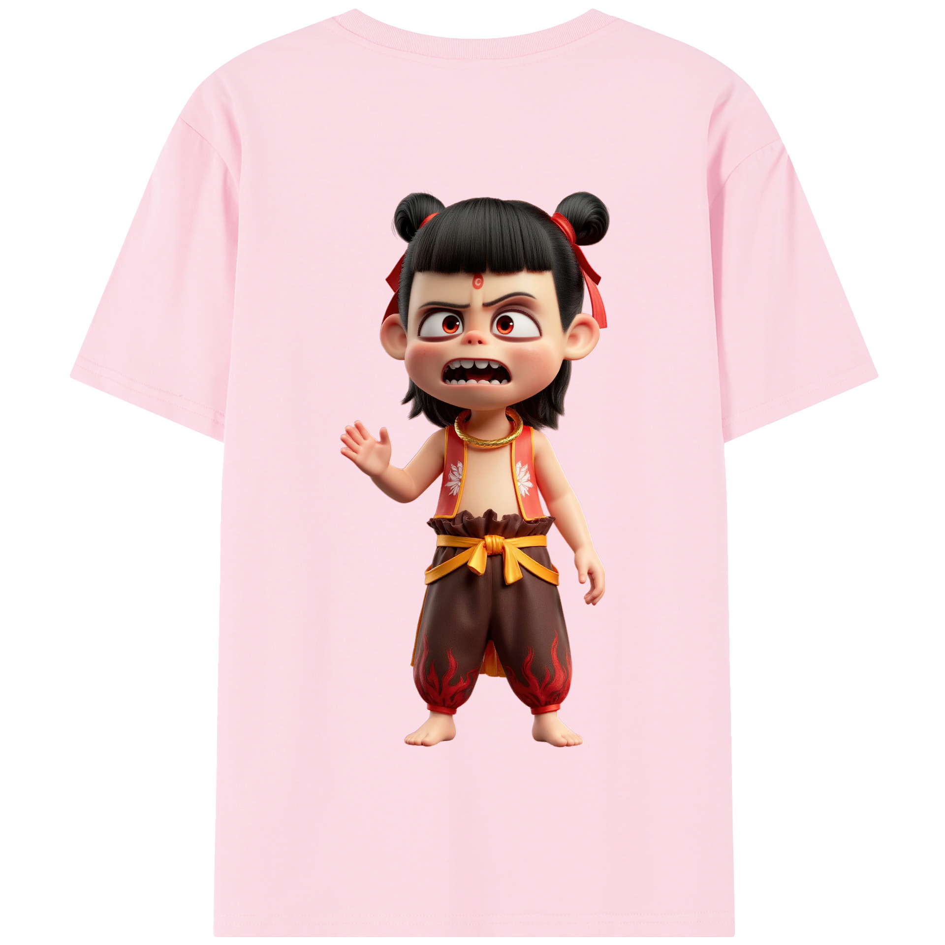 （画像用） Ne Zha 2 ナタ 魔童の大暴れ 綿100％半袖Tシャツ（背面プリント）