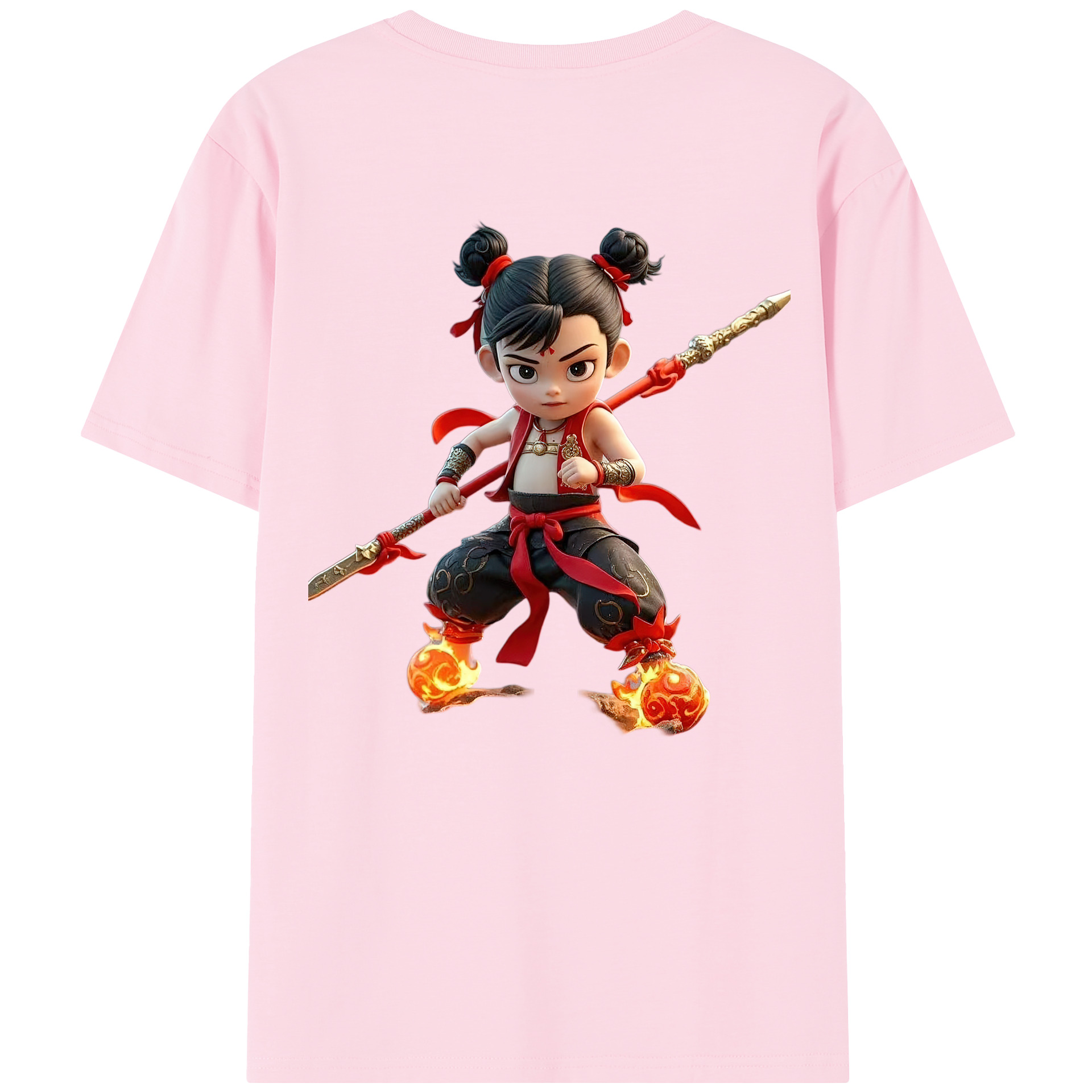 （画像用） Ne Zha 2 ナタ 魔童の大暴れ 綿100％半袖Tシャツ（背面プリント）