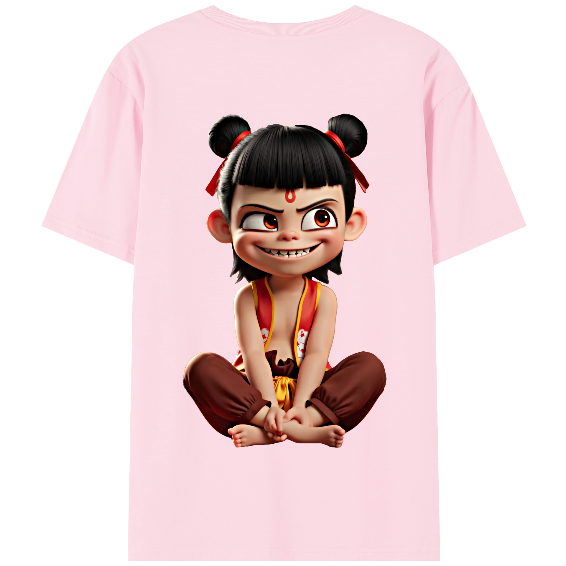 （画像用） Ne Zha 2 ナタ 魔童の大暴れ 綿100％半袖Tシャツ（背面プリント）
