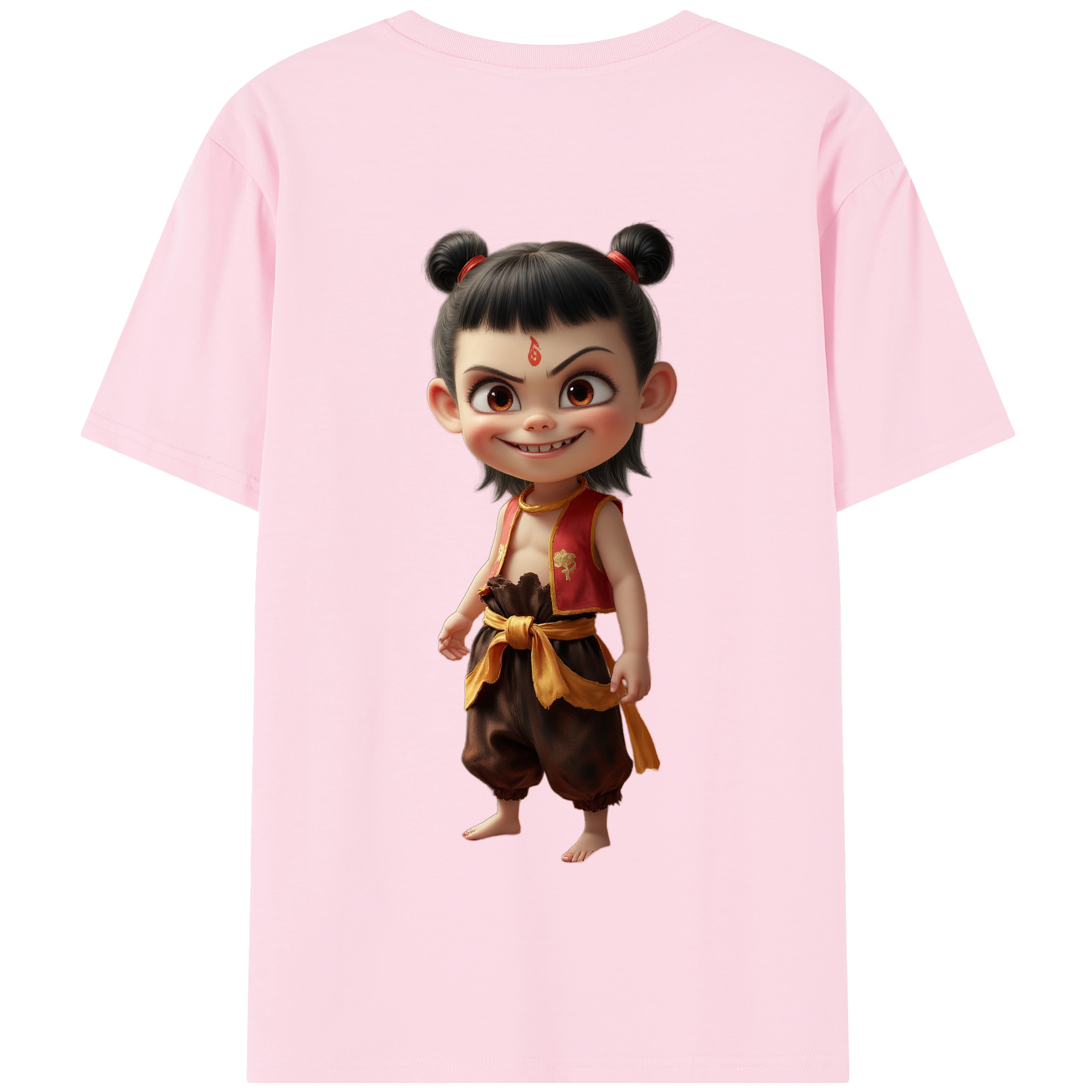 （画像用） Ne Zha 2 ナタ 魔童の大暴れ 綿100％半袖Tシャツ（背面プリント）