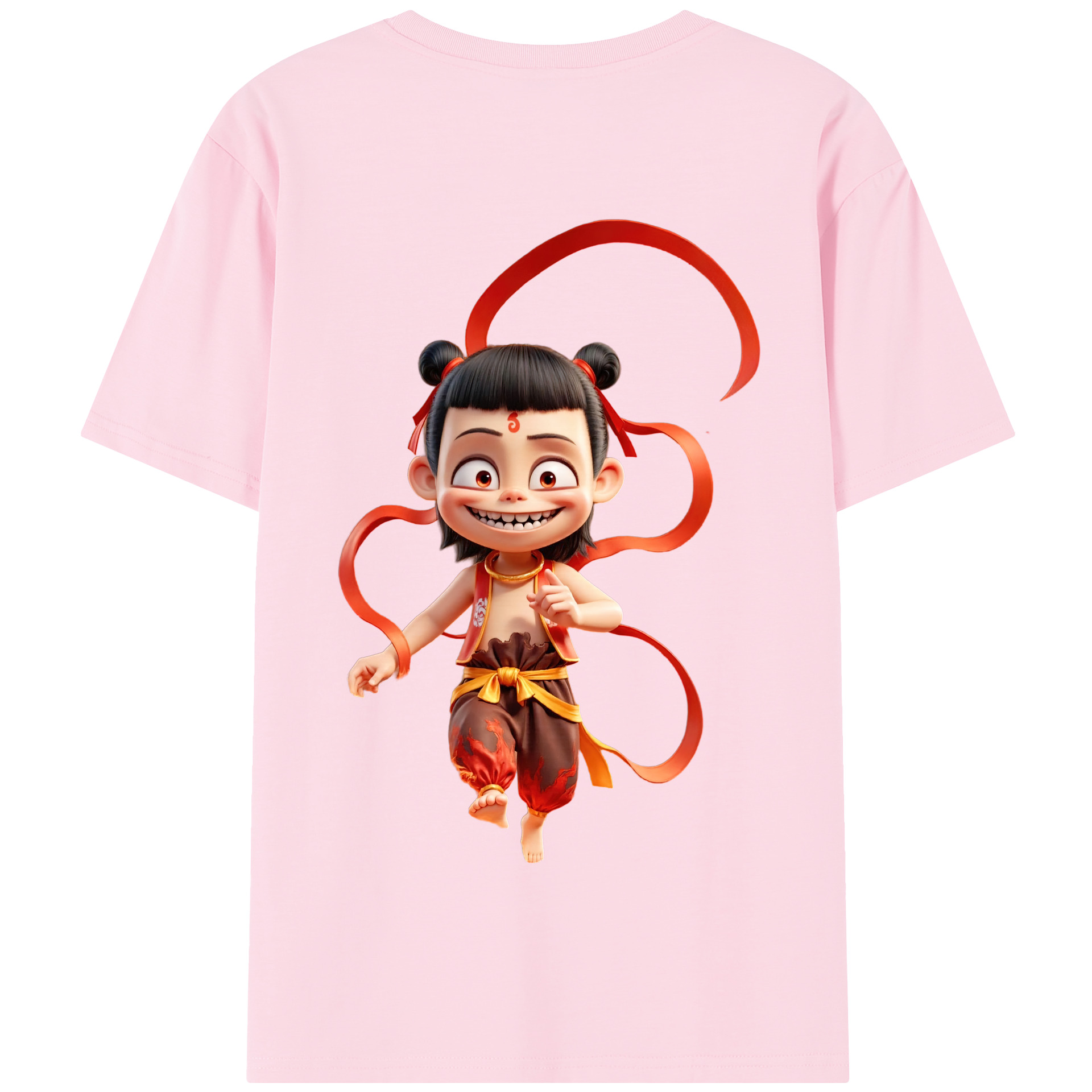 （画像用） Ne Zha 2 ナタ 魔童の大暴れ 綿100％半袖Tシャツ（背面プリント）