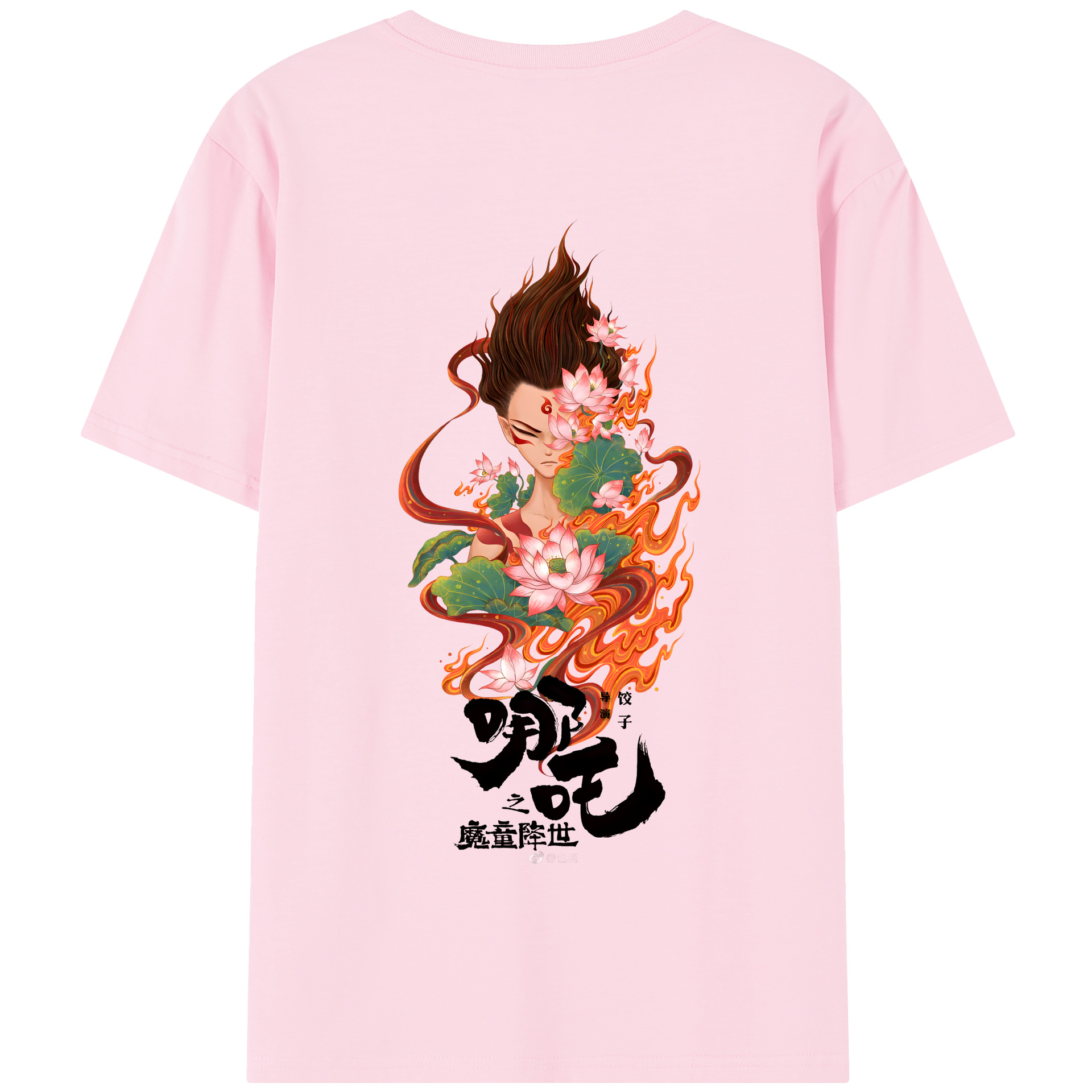 （画像用） Ne Zha 2 ナタ 魔童の大暴れ 綿100％半袖Tシャツ（背面プリント）