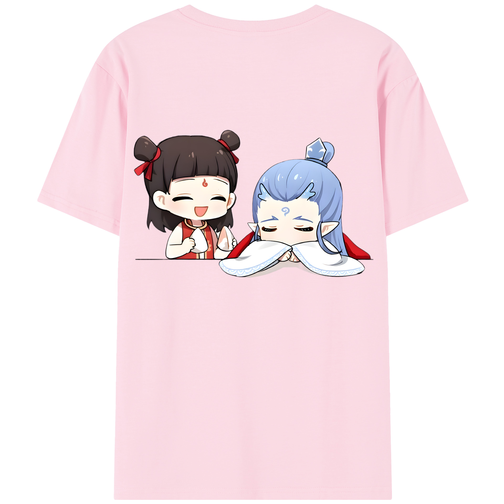 （画像用） Ne Zha 2 ナタ 魔童の大暴れ 綿100％半袖Tシャツ（背面プリント）