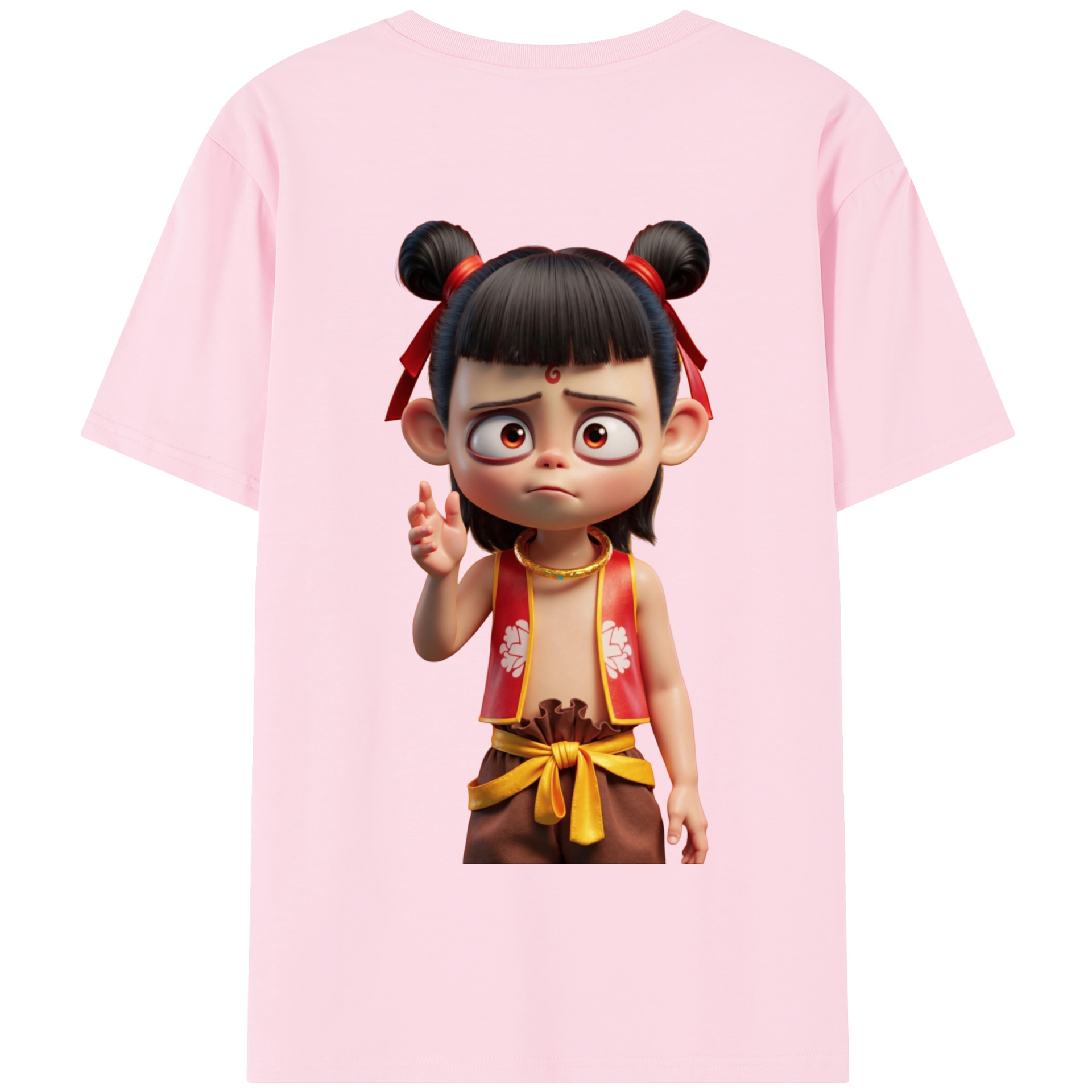 （画像用） Ne Zha 2 ナタ 魔童の大暴れ 綿100％半袖Tシャツ（背面プリント）
