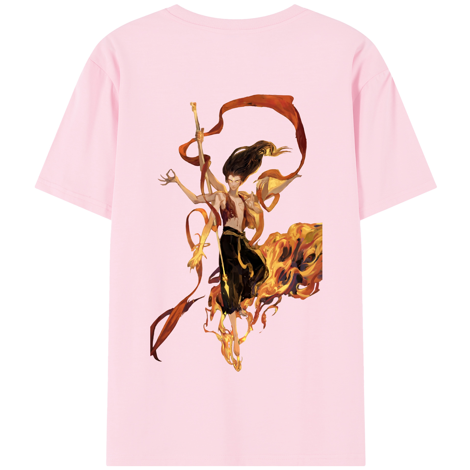 （画像用） Ne Zha 2 ナタ 魔童の大暴れ 綿100％半袖Tシャツ（背面プリント）
