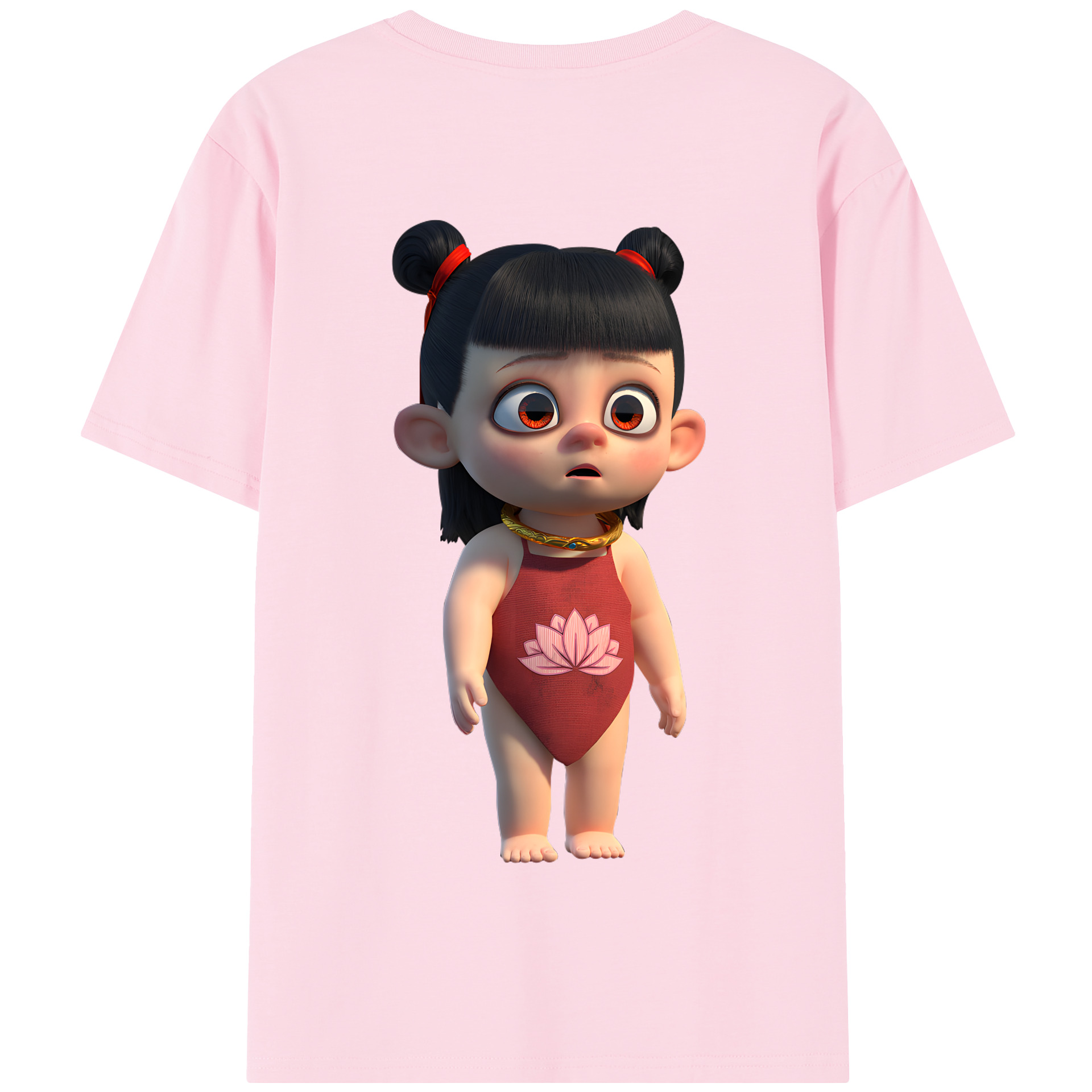 （画像用） Ne Zha 2 ナタ 魔童の大暴れ 綿100％半袖Tシャツ（背面プリント）