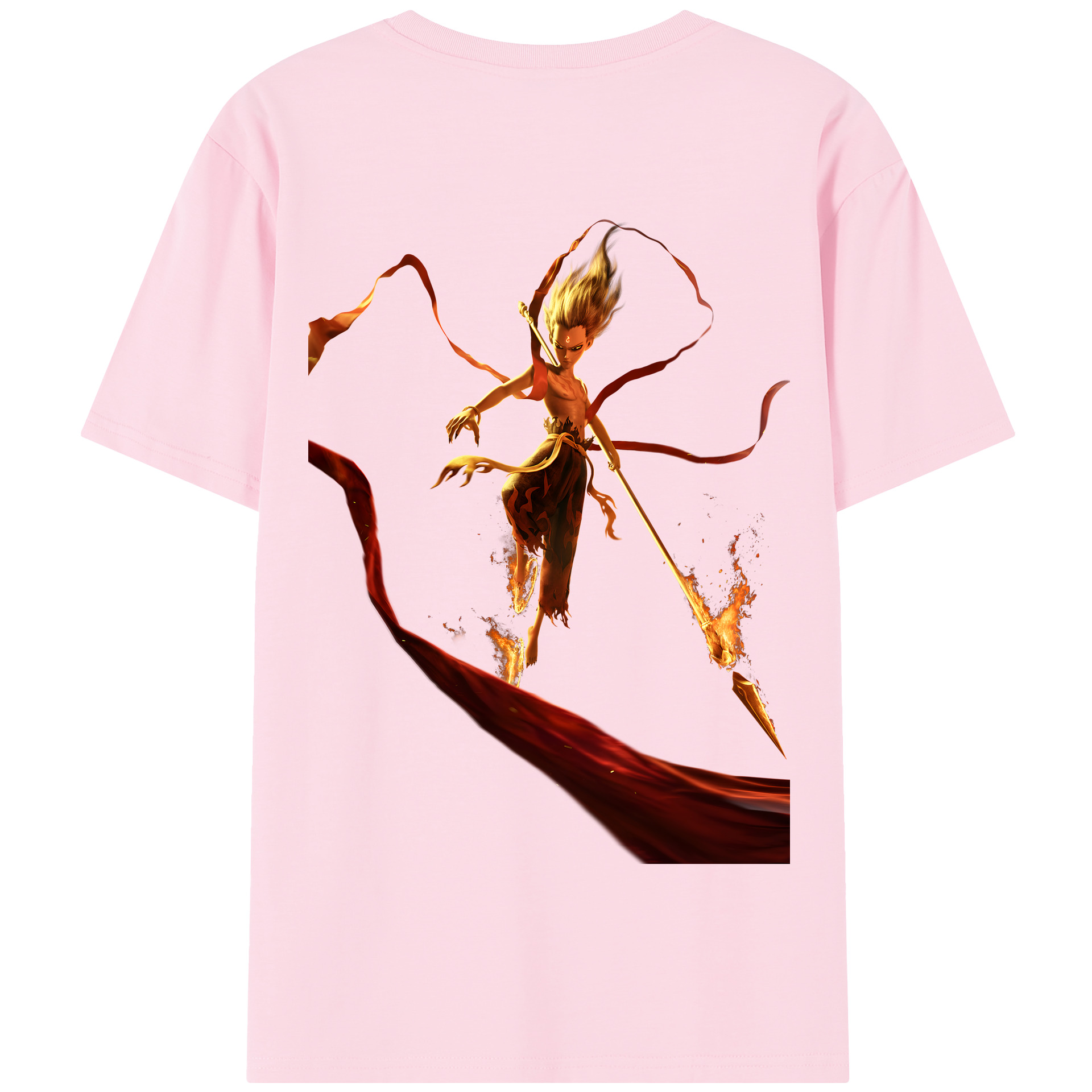 （画像用） Ne Zha 2 ナタ 魔童の大暴れ 綿100％半袖Tシャツ（背面プリント）