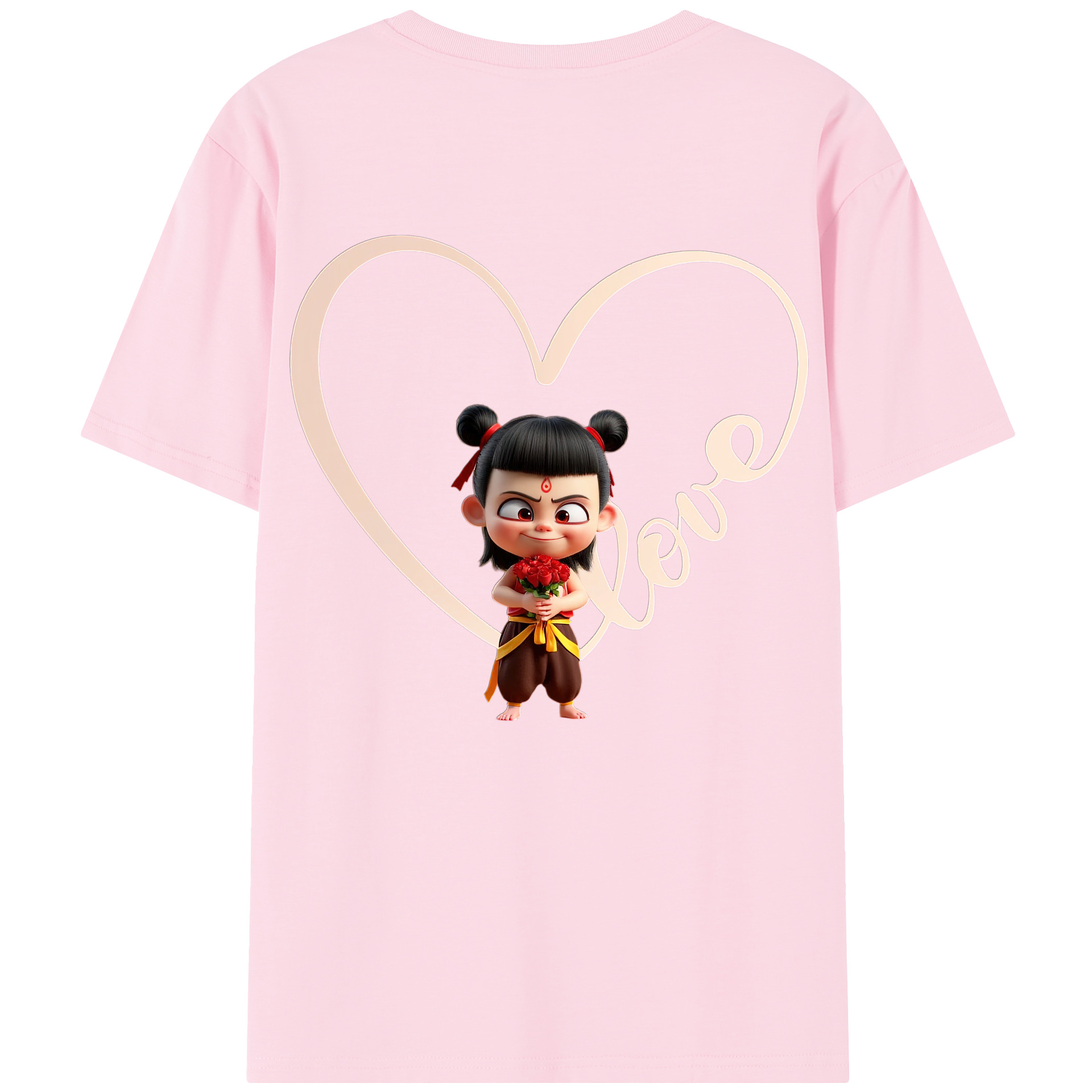 （画像用） Ne Zha 2 ナタ 魔童の大暴れ 綿100％半袖Tシャツ（背面プリント）