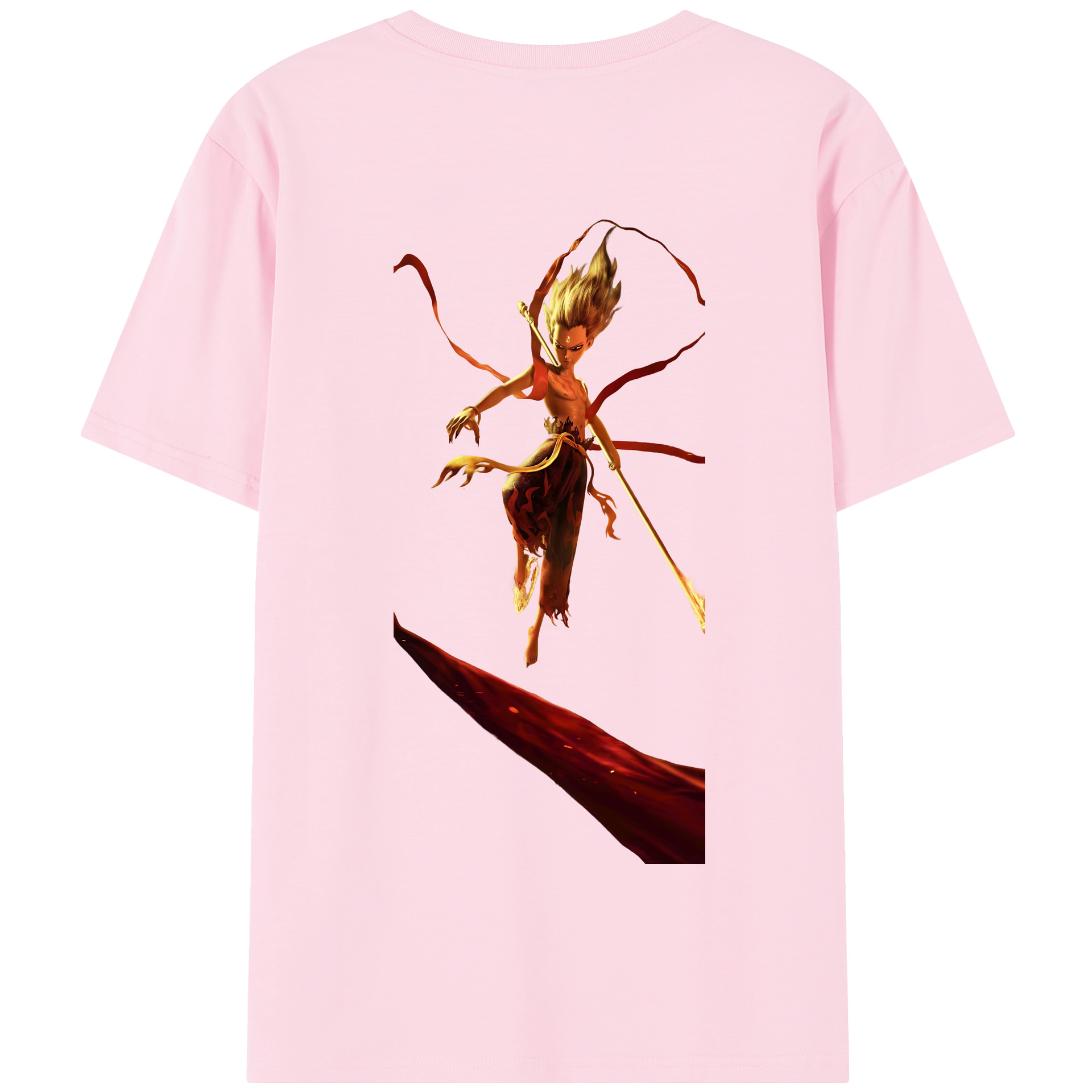 （画像用） Ne Zha 2 ナタ 魔童の大暴れ 綿100％半袖Tシャツ（背面プリント）