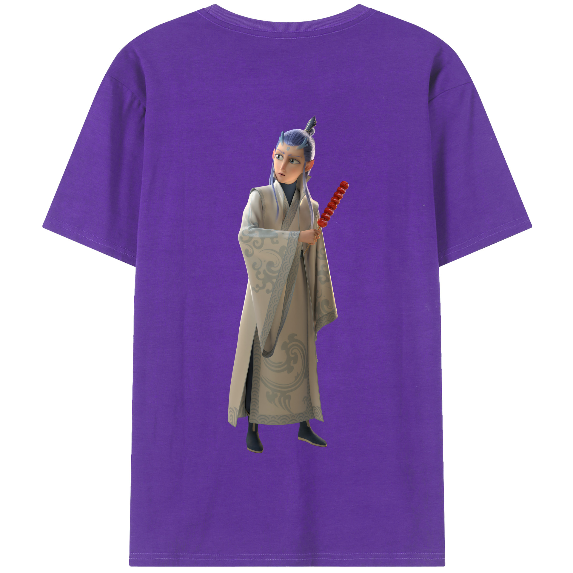 （画像用） Ne Zha 2 ナタ 魔童の大暴れ 綿100％半袖Tシャツ（背面プリント）