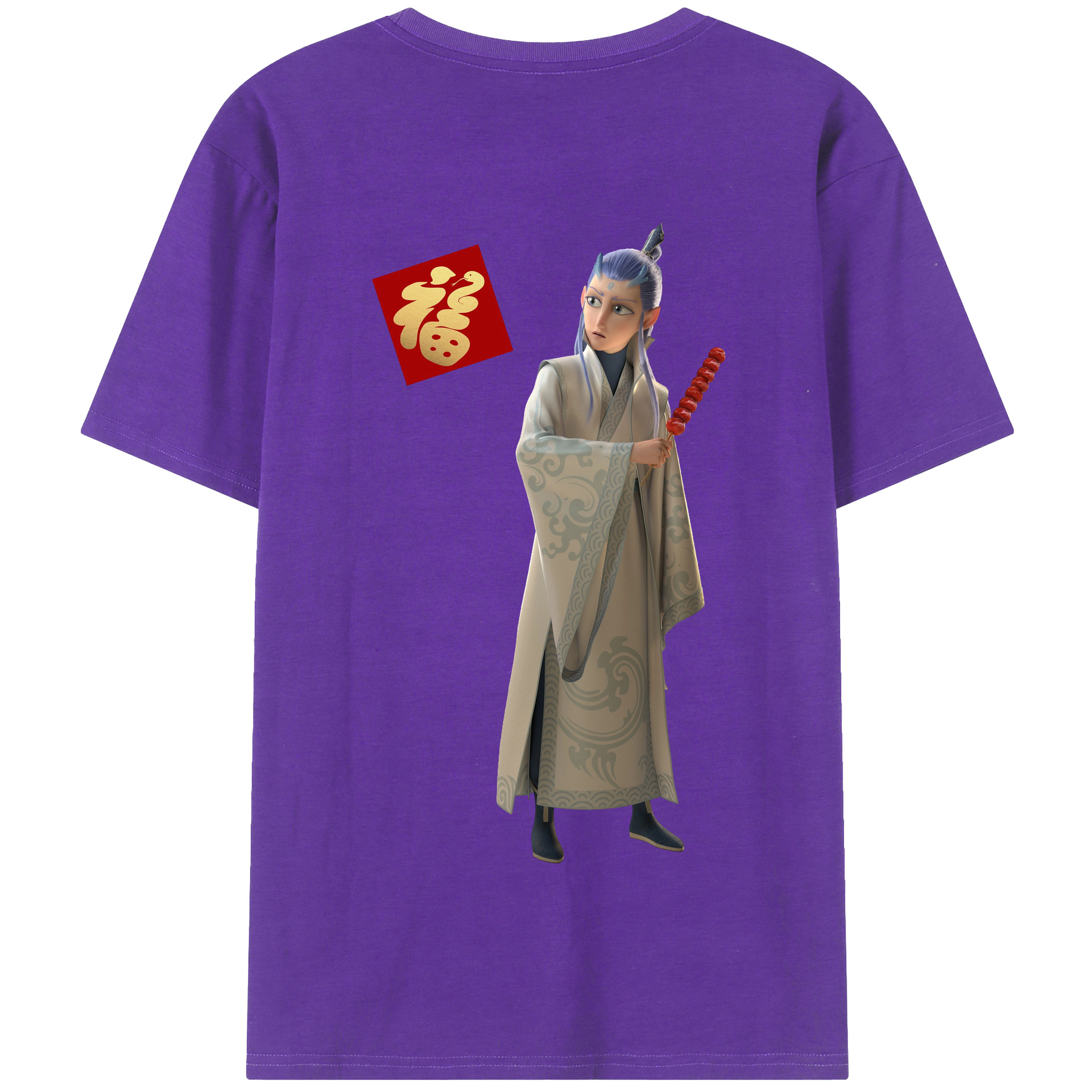 （画像用） Ne Zha 2 ナタ 魔童の大暴れ 綿100％半袖Tシャツ（背面プリント）