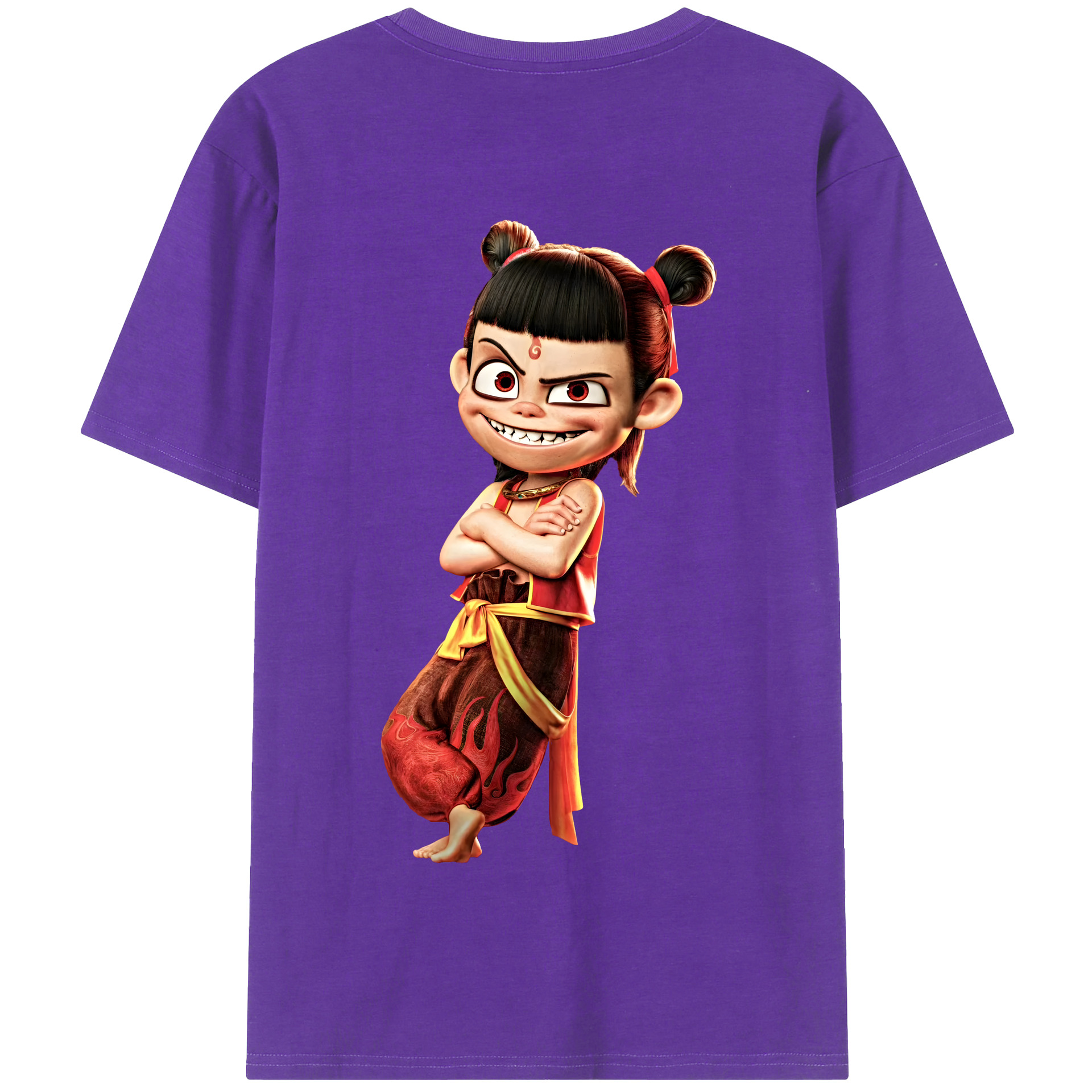 （画像用） Ne Zha 2 ナタ 魔童の大暴れ 綿100％半袖Tシャツ（背面プリント）