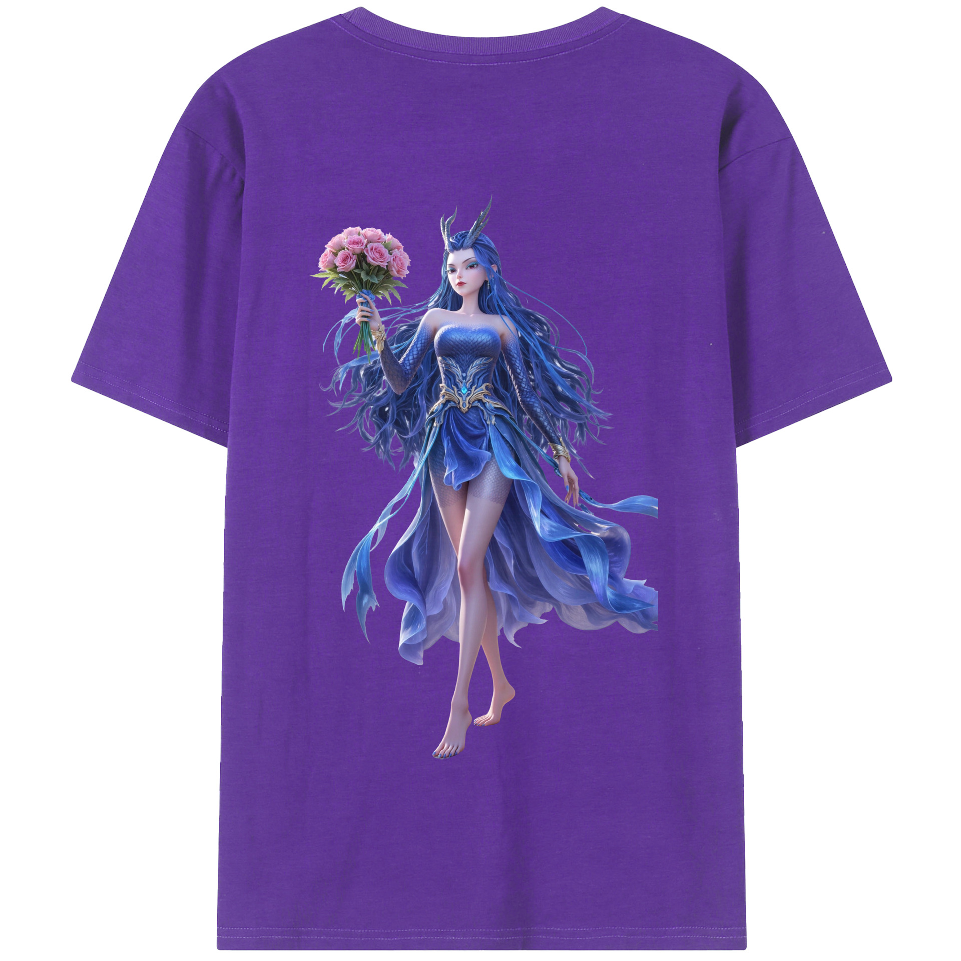 （画像用） Ne Zha 2 ナタ 魔童の大暴れ 綿100％半袖Tシャツ（背面プリント）
