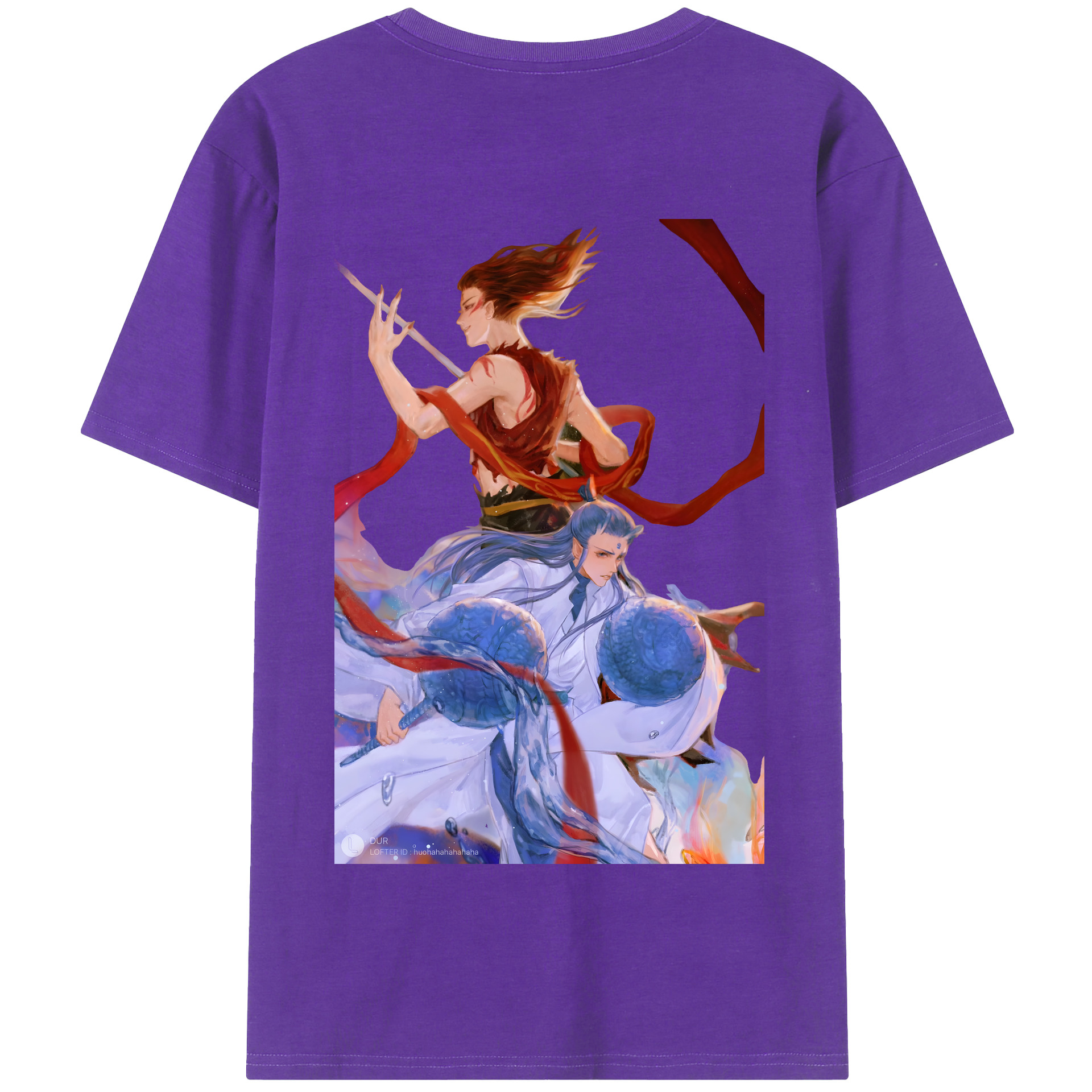 （画像用） Ne Zha 2 ナタ 魔童の大暴れ 綿100％半袖Tシャツ（背面プリント）