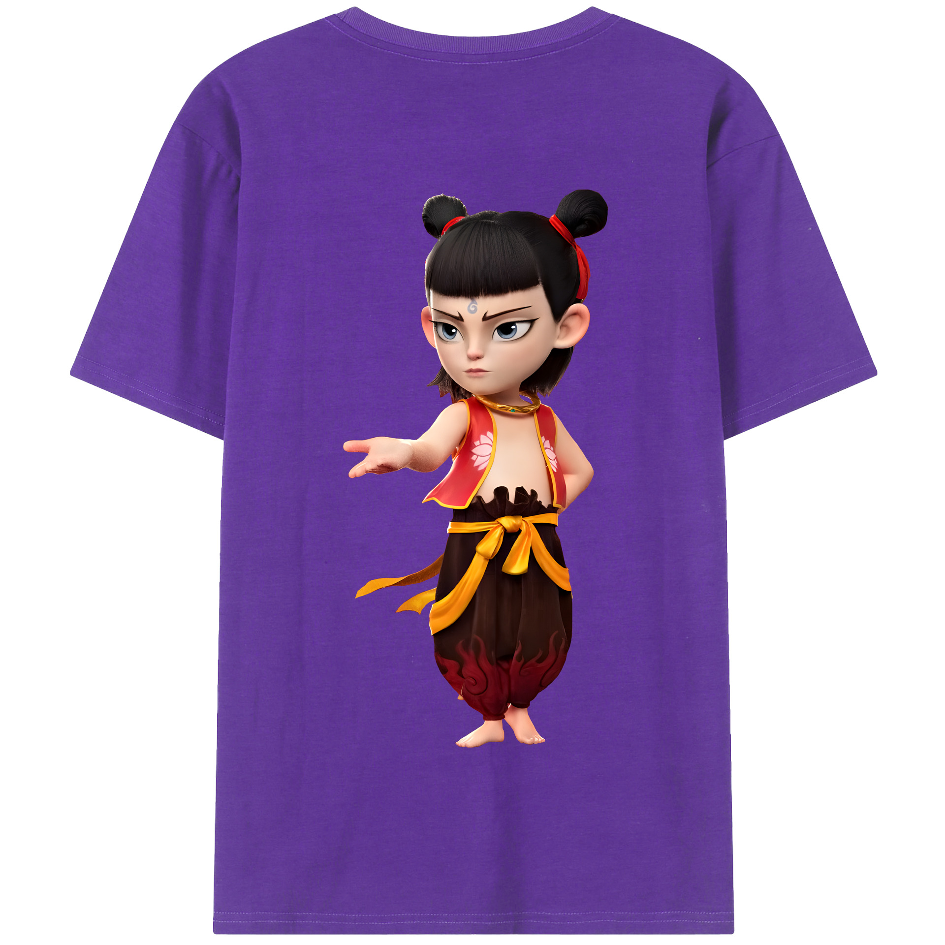 （画像用） Ne Zha 2 ナタ 魔童の大暴れ 綿100％半袖Tシャツ（背面プリント）
