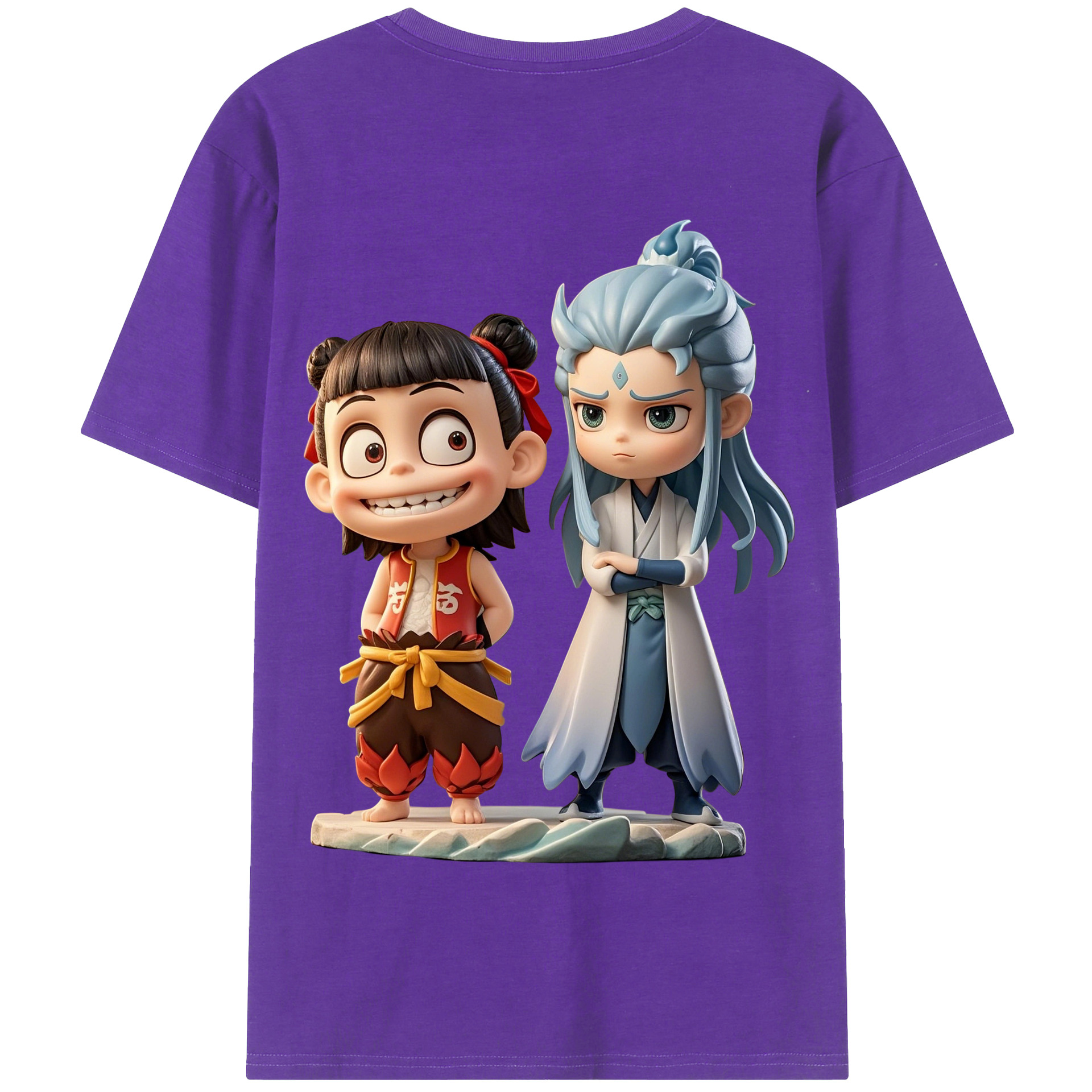 （画像用） Ne Zha 2 ナタ 魔童の大暴れ 綿100％半袖Tシャツ（背面プリント）
