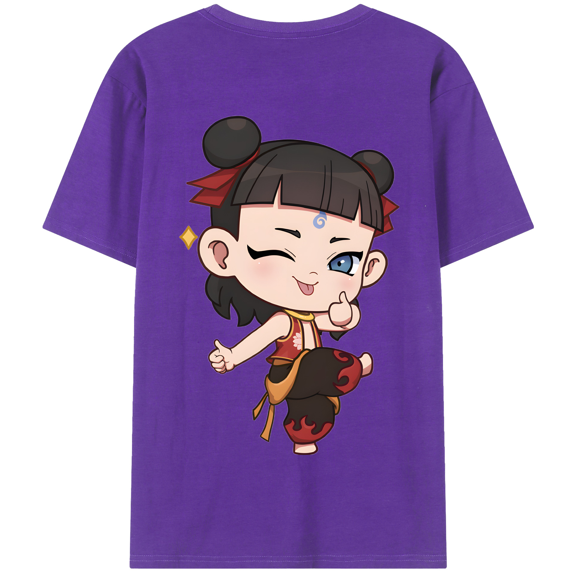 （画像用） Ne Zha 2 ナタ 魔童の大暴れ 綿100％半袖Tシャツ（背面プリント）