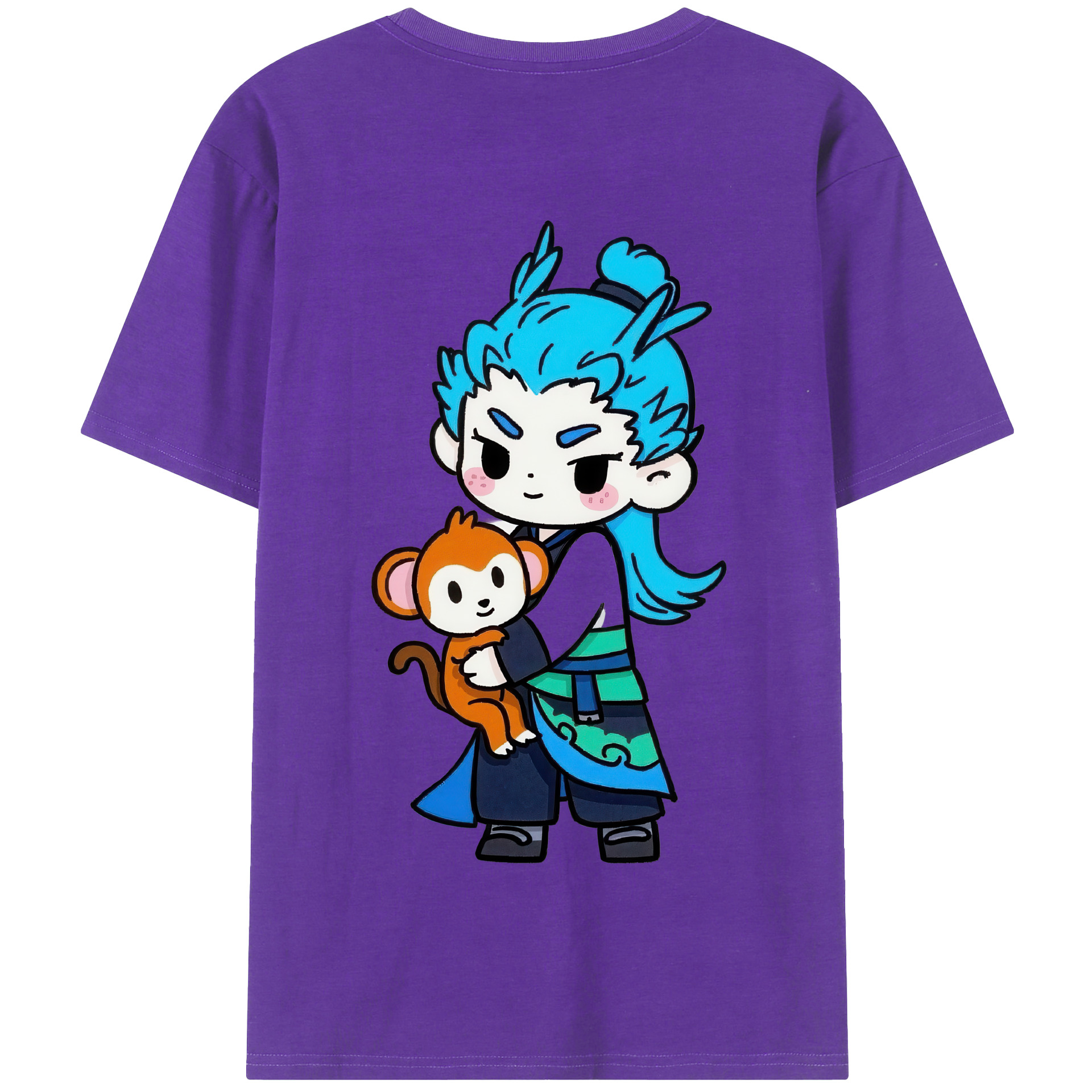 （画像用） Ne Zha 2 ナタ 魔童の大暴れ 綿100％半袖Tシャツ（背面プリント）