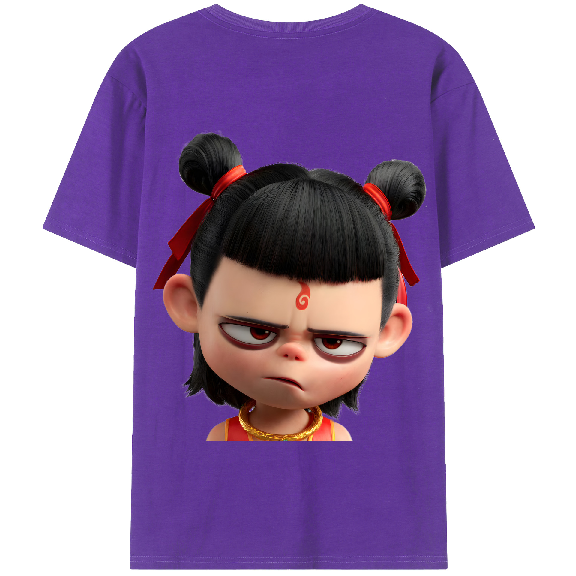 （画像用） Ne Zha 2 ナタ 魔童の大暴れ 綿100％半袖Tシャツ（背面プリント）