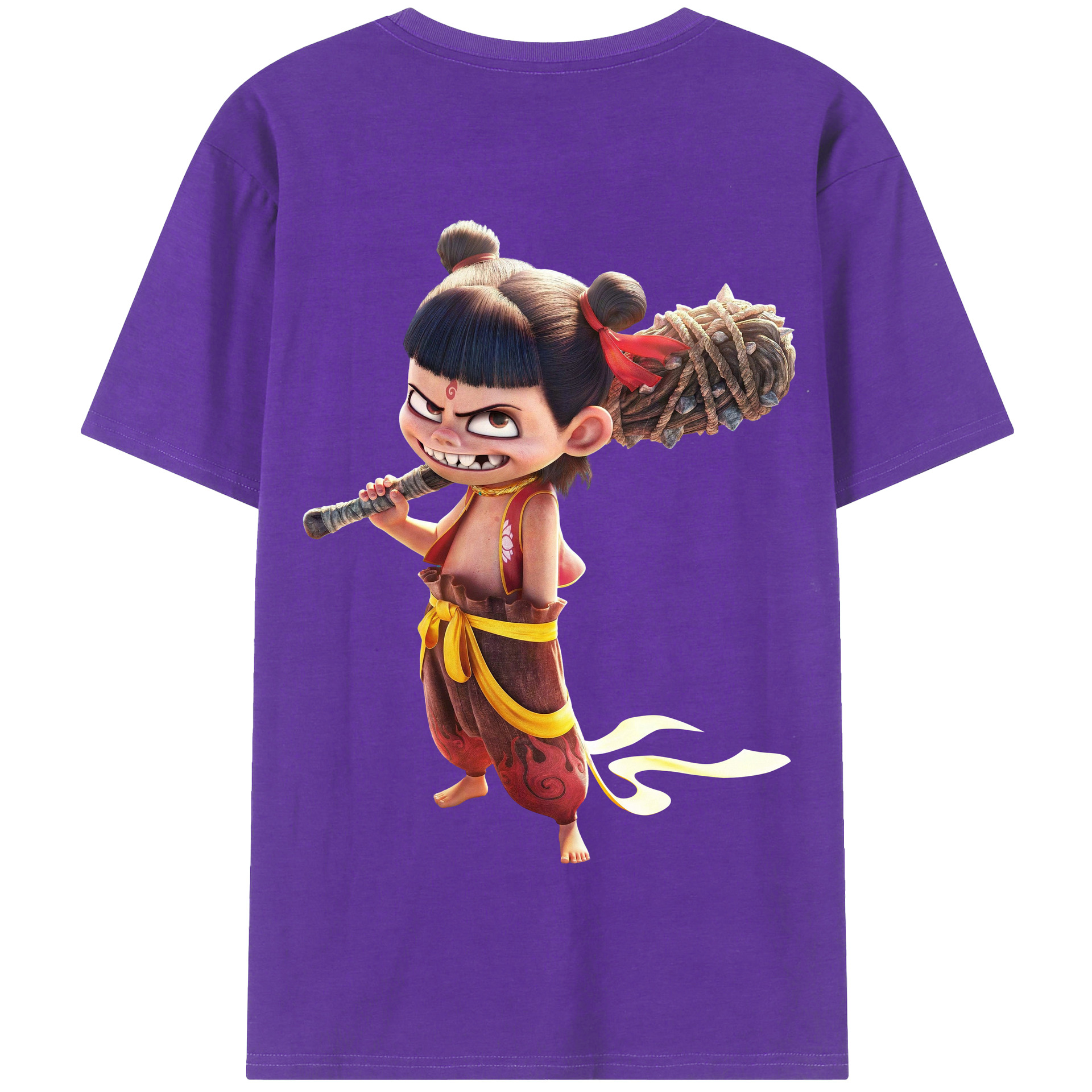 （画像用） Ne Zha 2 ナタ 魔童の大暴れ 綿100％半袖Tシャツ（背面プリント）