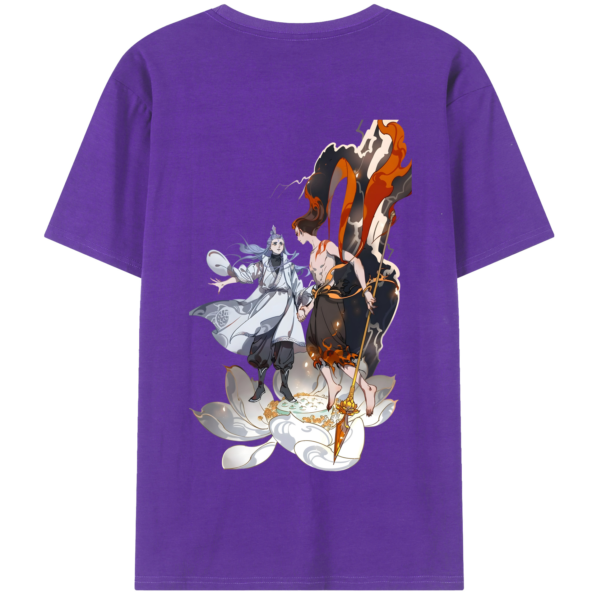（画像用） Ne Zha 2 ナタ 魔童の大暴れ 綿100％半袖Tシャツ（背面プリント）